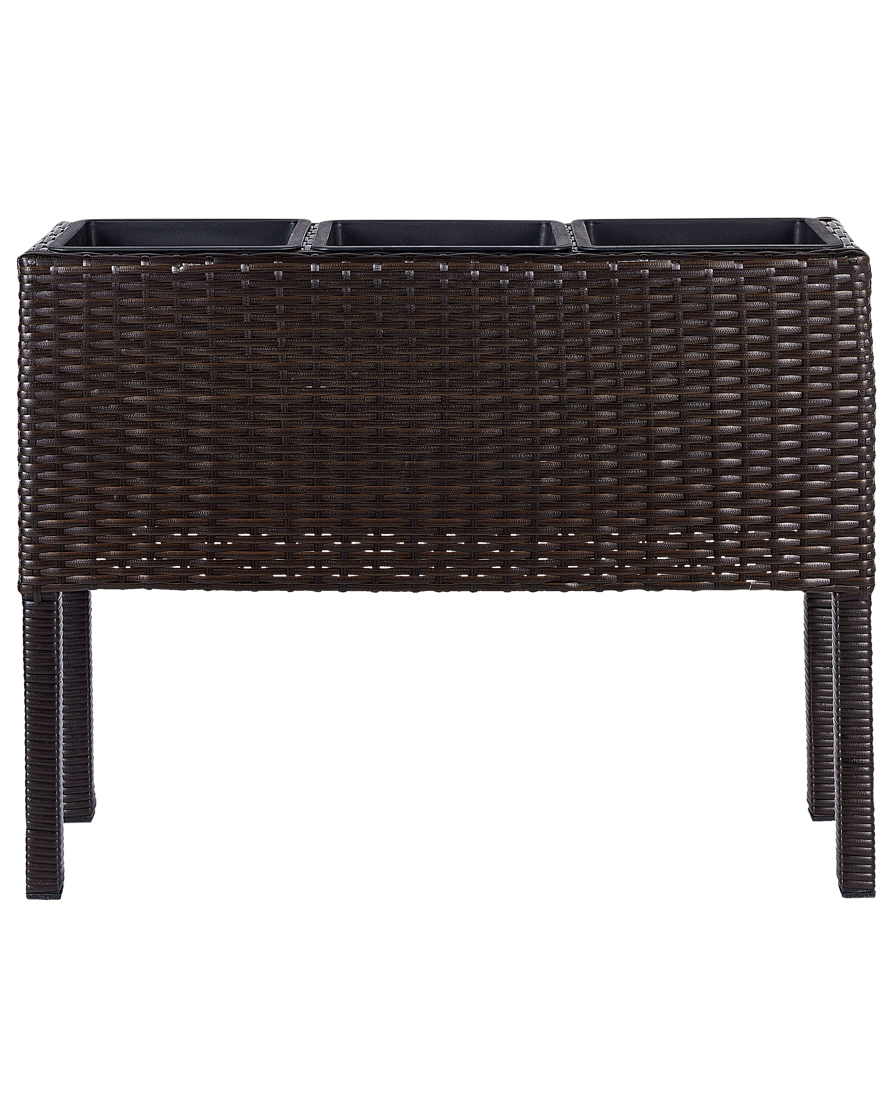 Elevated Plant Pot CARAGANA PE Rattan 77 cm Dark Brown