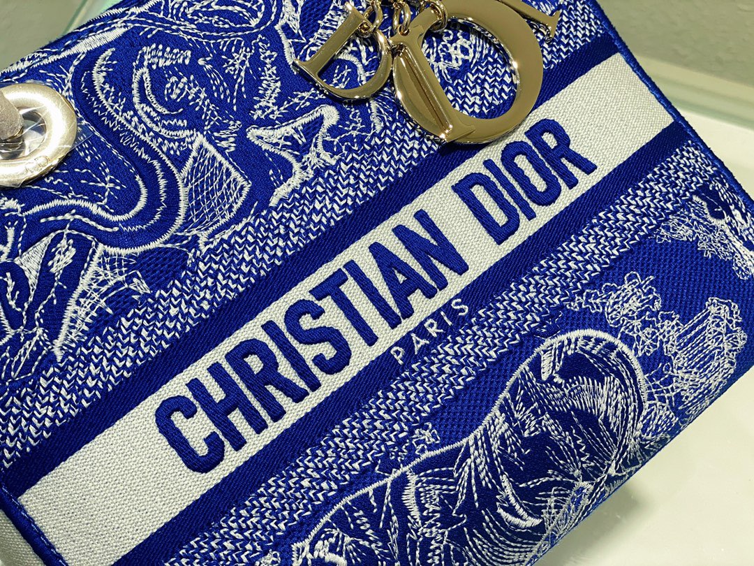 Christian Dior Medium Lady D-Lite Bag Blue, For Women, Women’s Handbags 24cm/9.5in CD M0565OROC_M8081:1High-quality replica