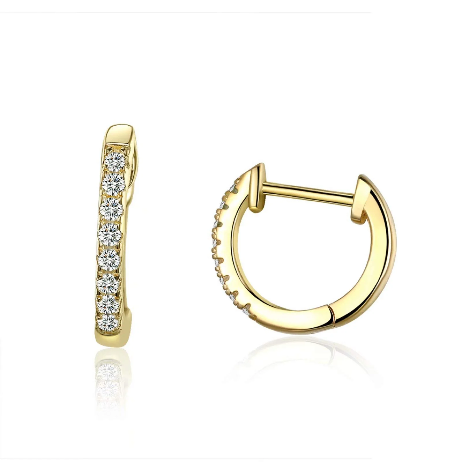 Gold Plated Zircon Tiny Huggie Hoop Earrings 925 Sterling Silver Fashion Trend Earrings as Gift for Girlfriends