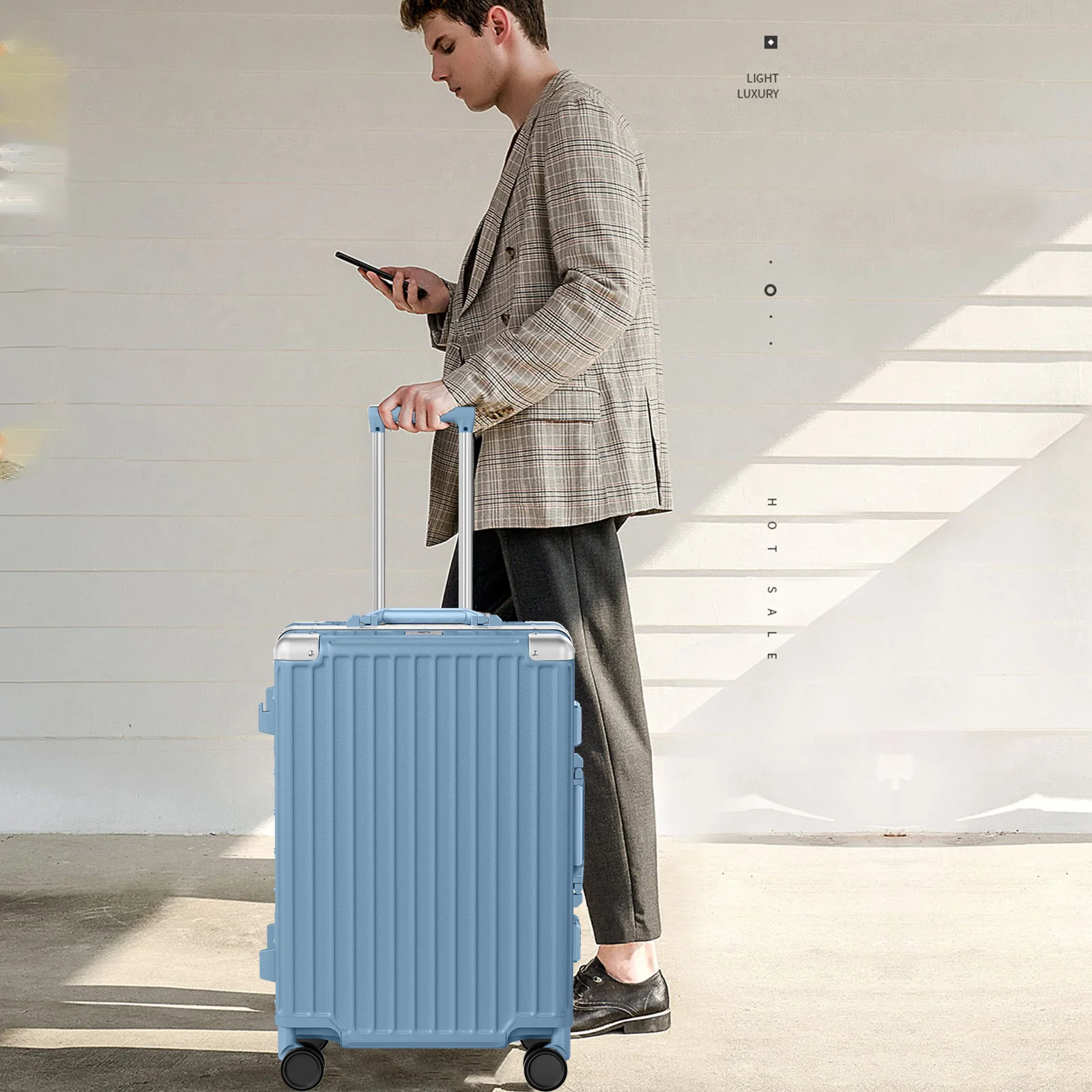 Luggage Aluminium Frame PC ABS Hardshell Suitcase with Spinner Wheels TSA Lock Zipperless Luggage 28 inch Silver - Image 19