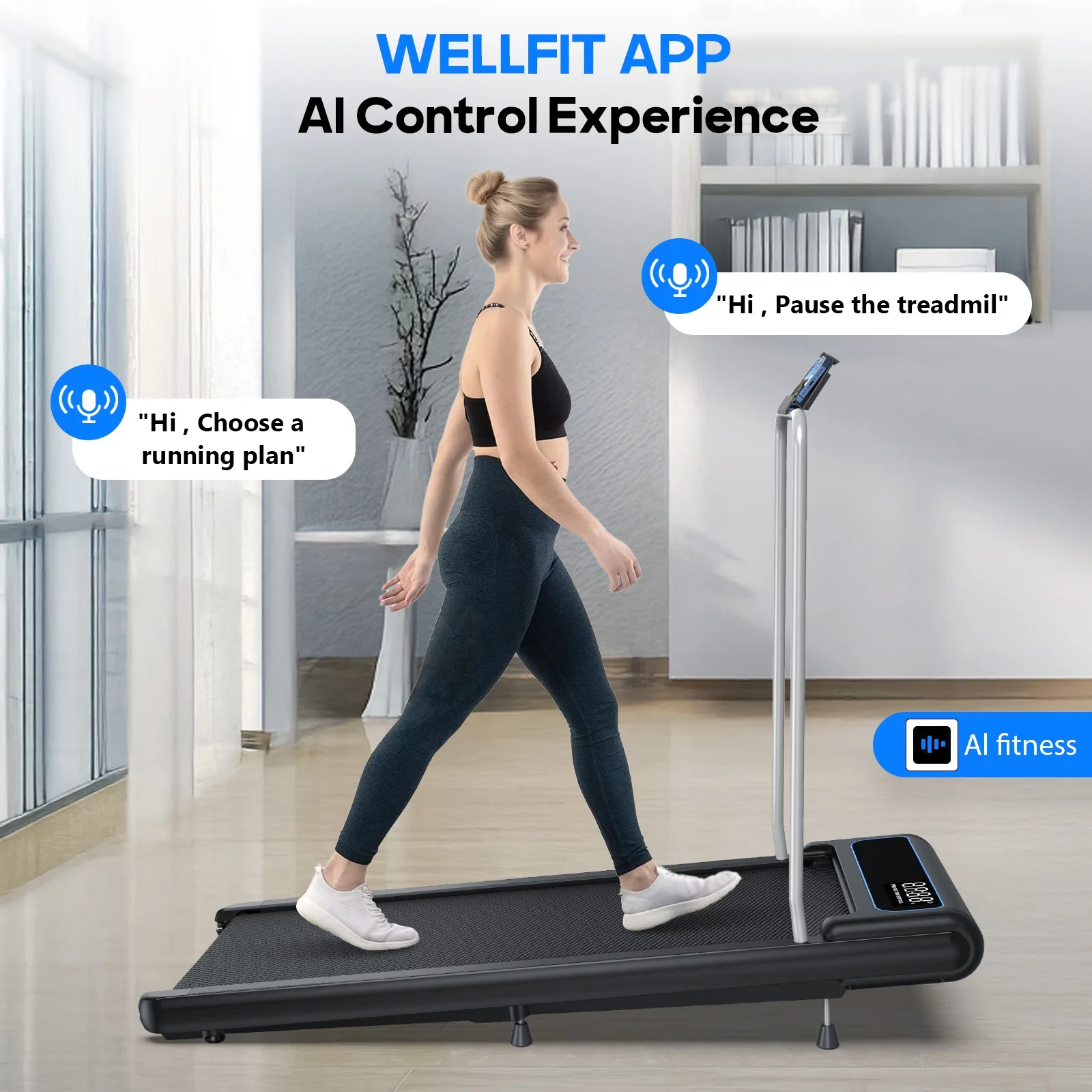 YZRUN Walking Pad, 2.5 HP Treadmills for Home Small with Handles, 5 MPH Under Desk Treadmill Walking Pad, 265 LBS