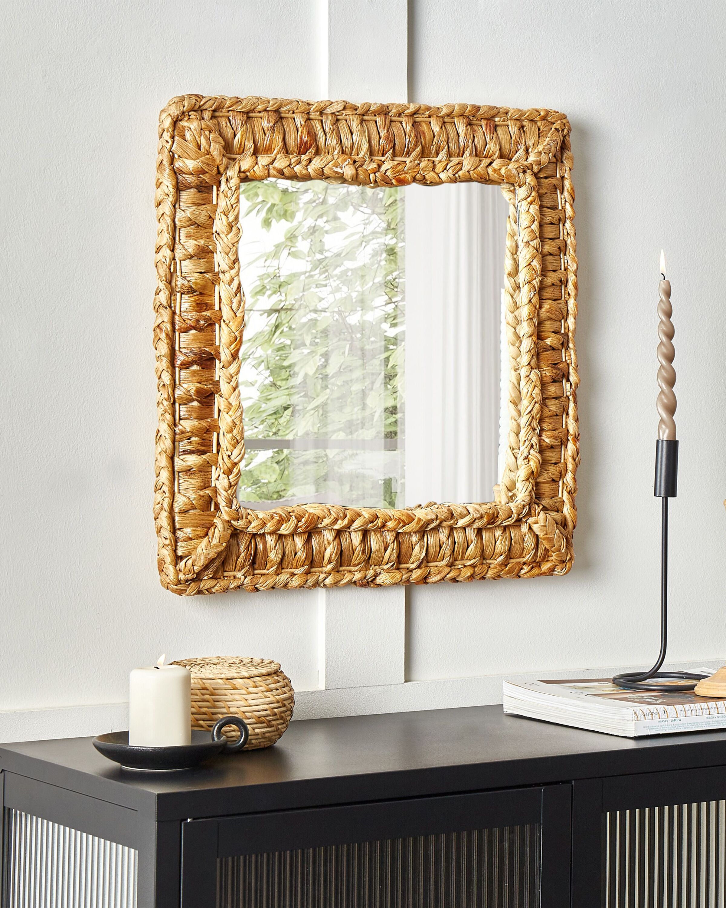 Wall Mirror LANGLI 52 cm 52 cm Wicker Natural