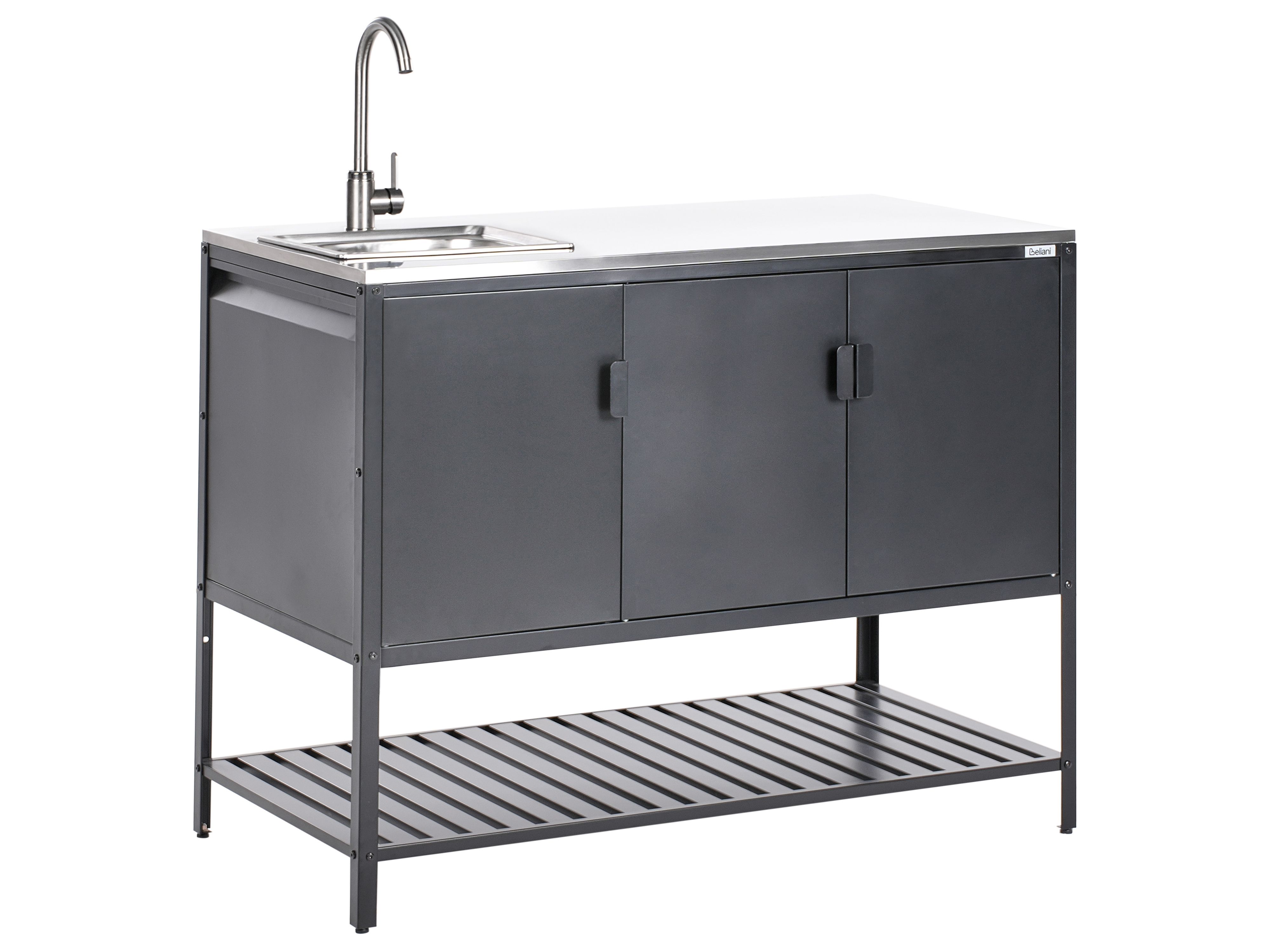 Outdoor Kitchen Cabinet with Sink MAENZA Metal Black