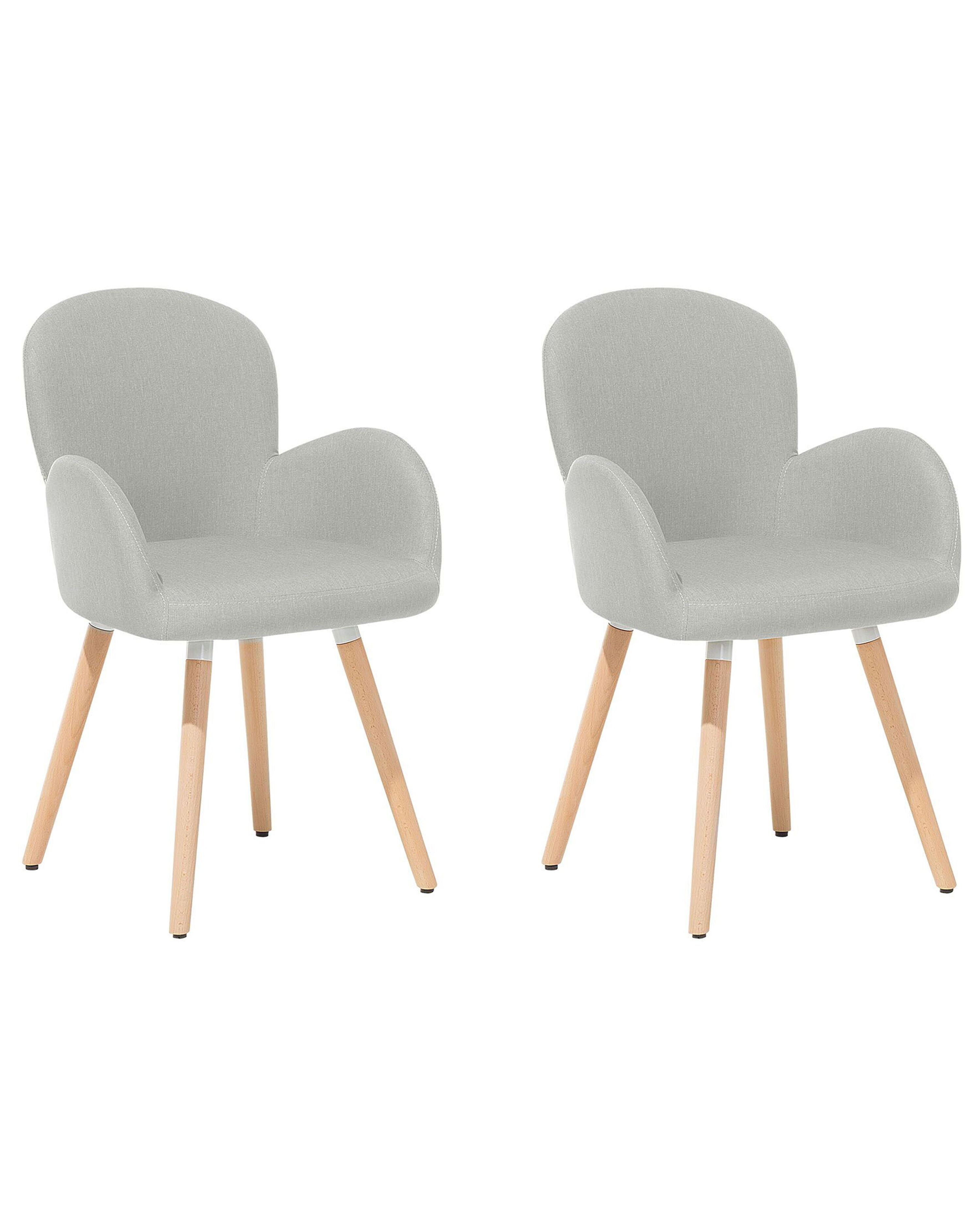Set of 2 Dining Chairs BROOKVILLE Fabric Light Grey