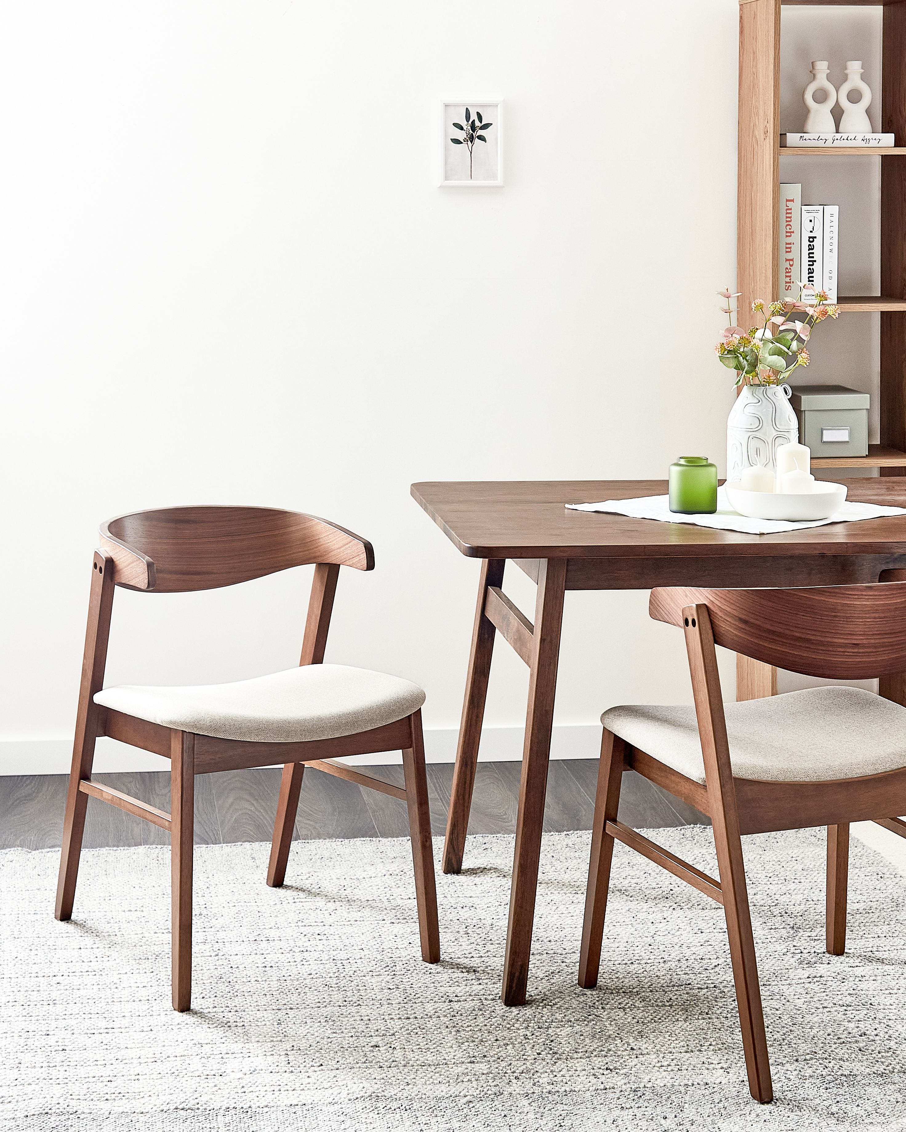 Set of 2 Dining Chairs LILLY Fabric Brown/ Beige