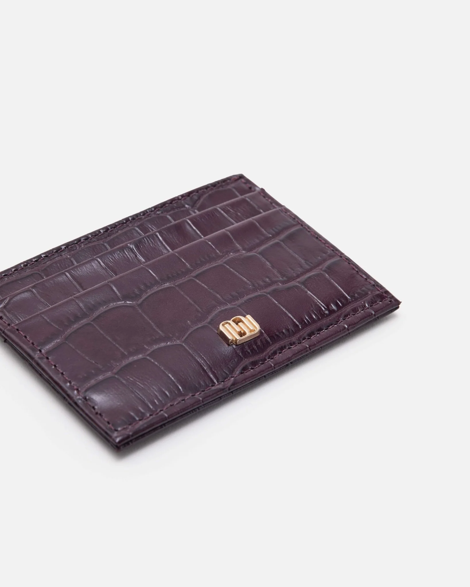 PORTE CARTES KALY/CROC - En cuir croco pourpre