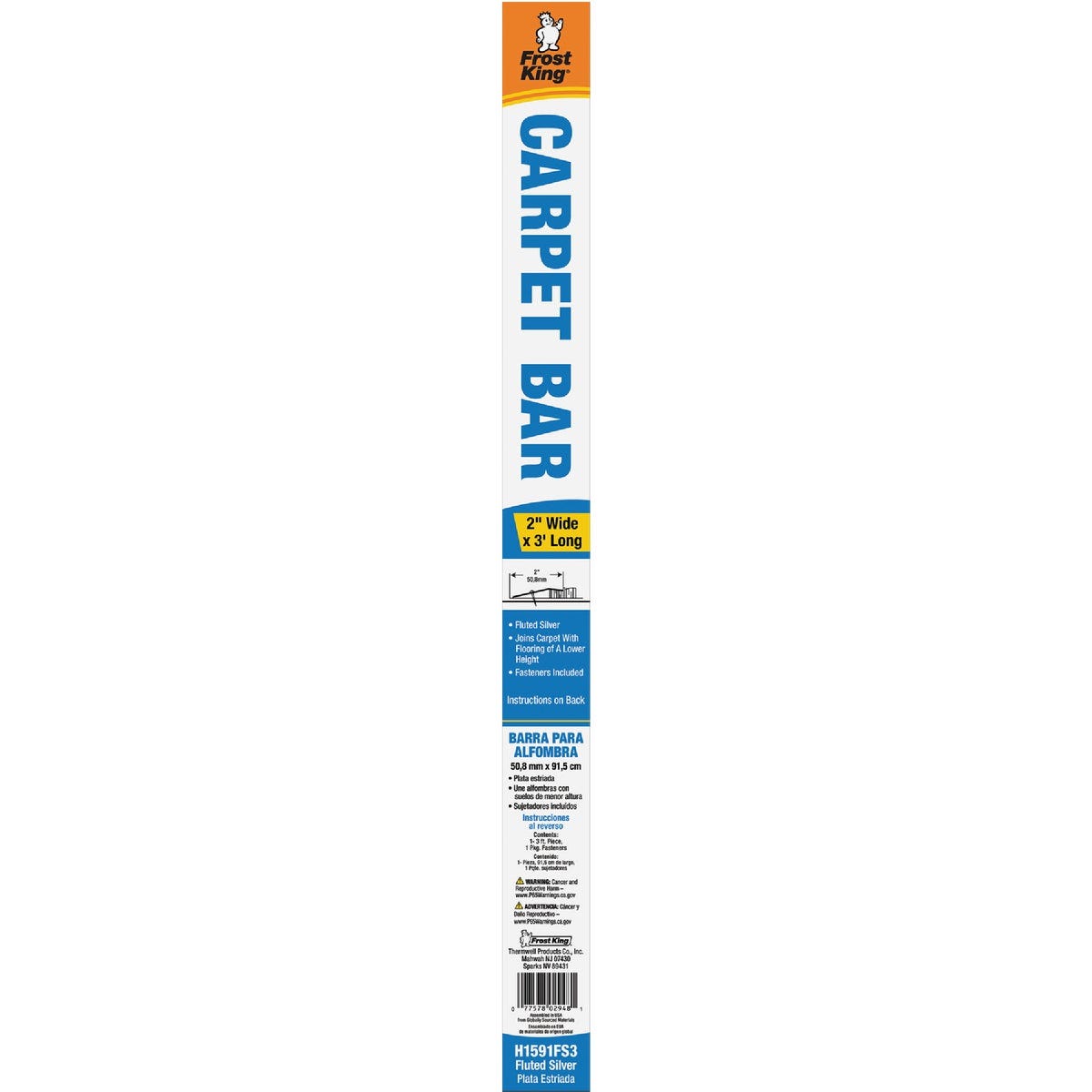 Do it Satin Silver Fluted 2 In. x 3 Ft. Aluminum Carpet Trim Bar, Extra Wide