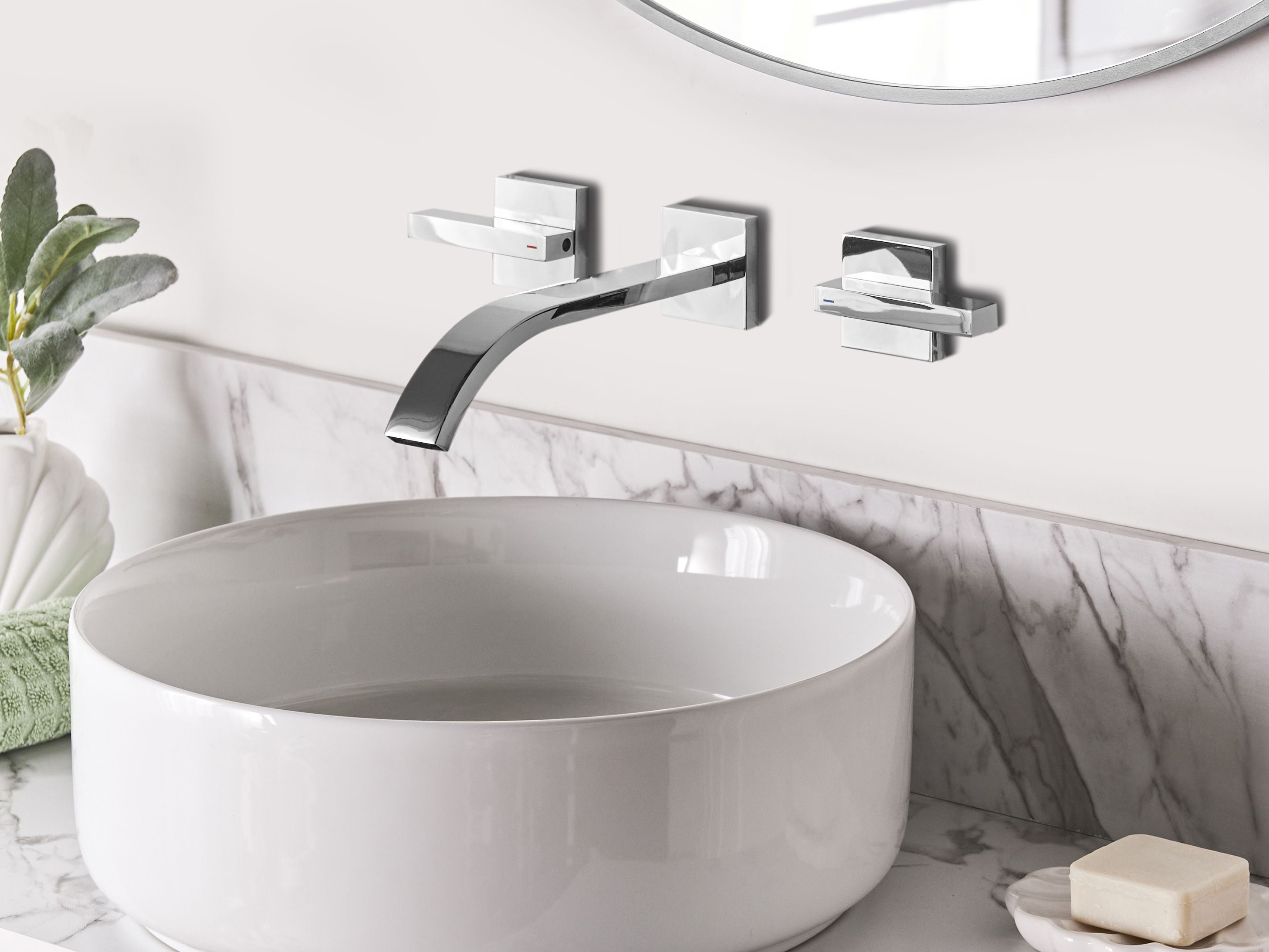 Wall Mounted Basin Mixer Tap BERRACO Brass Silver