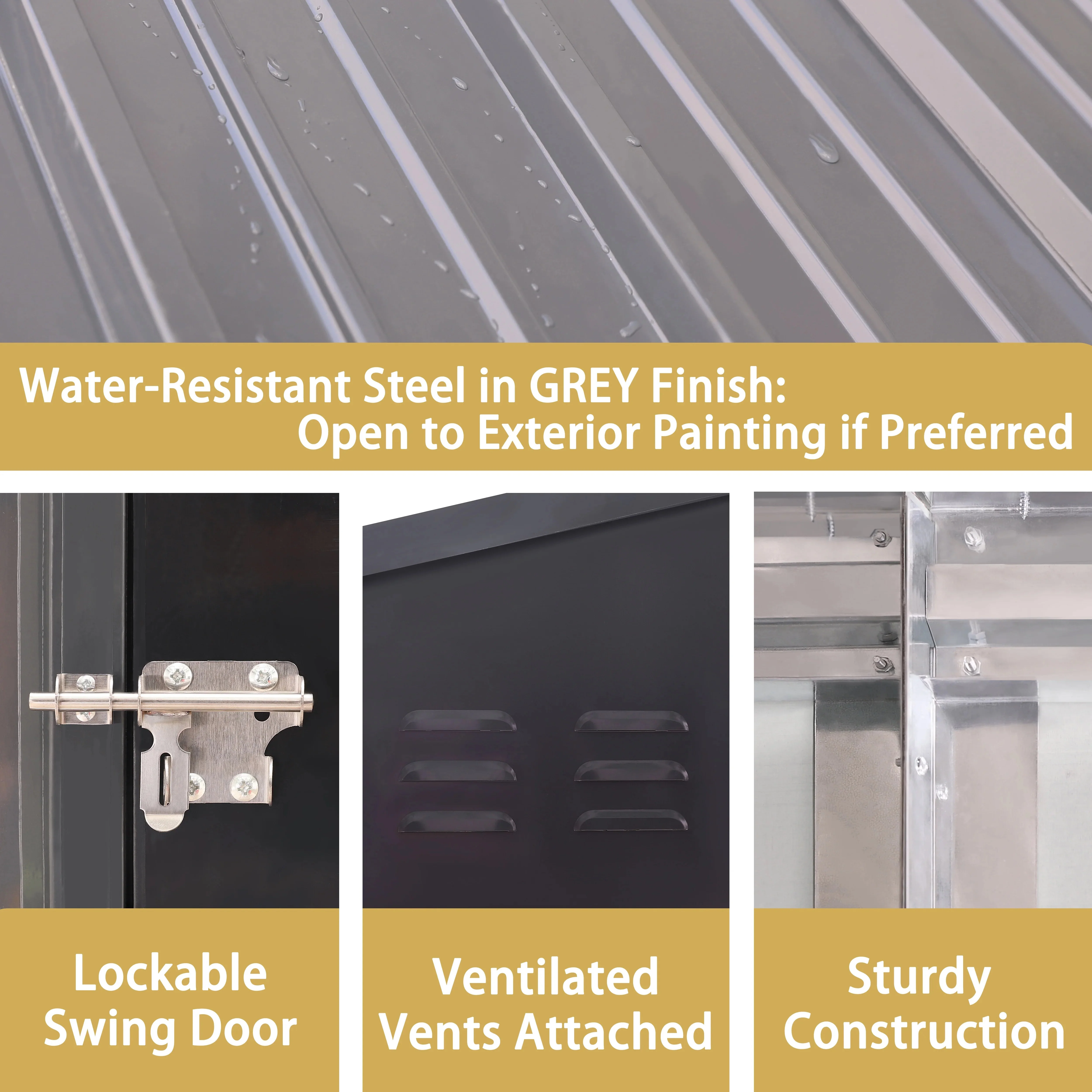 VEIKOUS Outdoor Lean-To Storage Shed 8' x 4', Grey - Image 3 VEIKOUS Outdoor Lean-To Storage Shed 8' x 4', Grey - Image 3