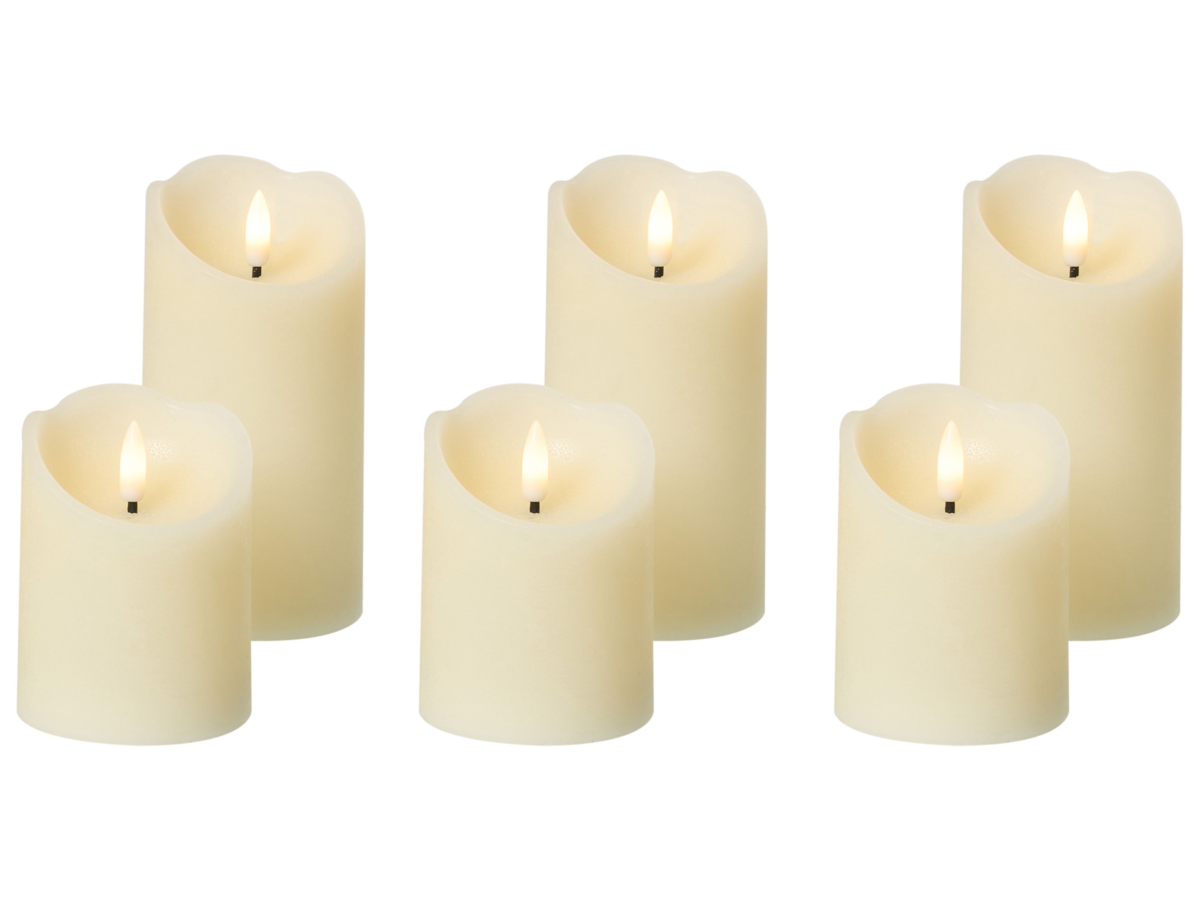 Set of 6 LED Candles AMOREA 10/15 cm Off-White