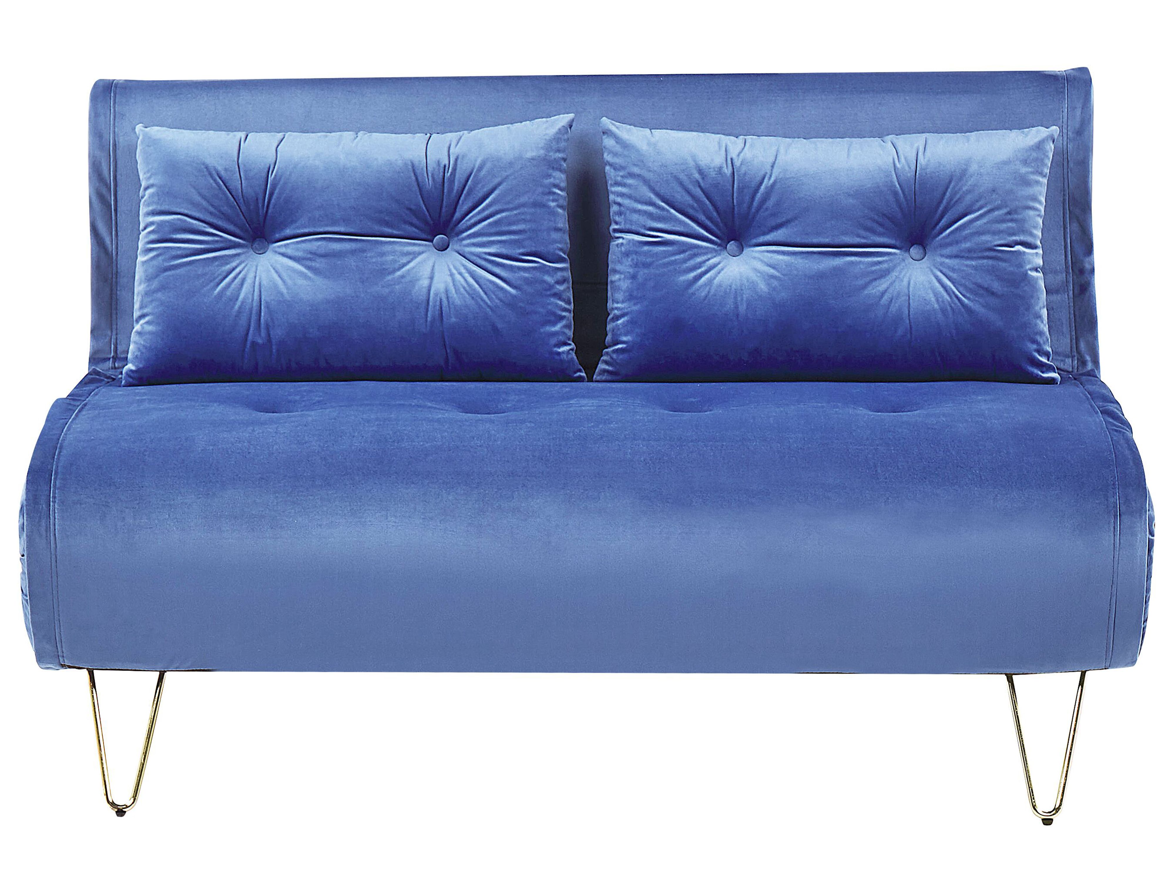 Sofa Bed 2 Seater VESTFOLD Velvet Navy Blue