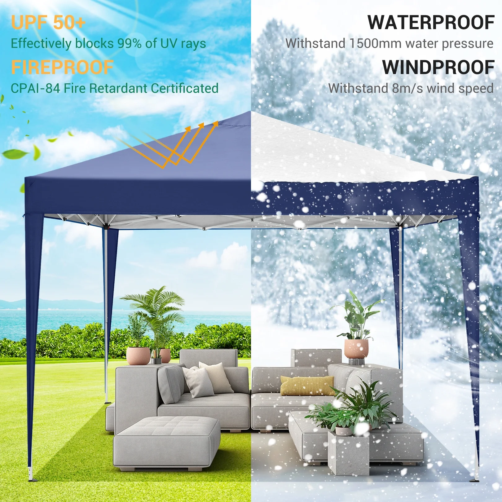 SANOPY 10'x10' EZ Pop Up Canopy Tent Outdoor Party Instant Shelter Portable Folding Beach Canopy with 4 Sandbag & Carrying Bag, Black - Image 15
