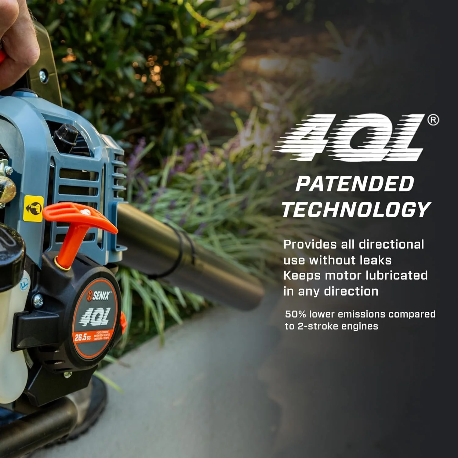 SENIX 4QL 26.5cc 4-Cycle Gas Powered Leaf Blower, 410 CFM/125 MPH, Dual-Grip Handle, Lightweight, BL4QL-L - Image 5