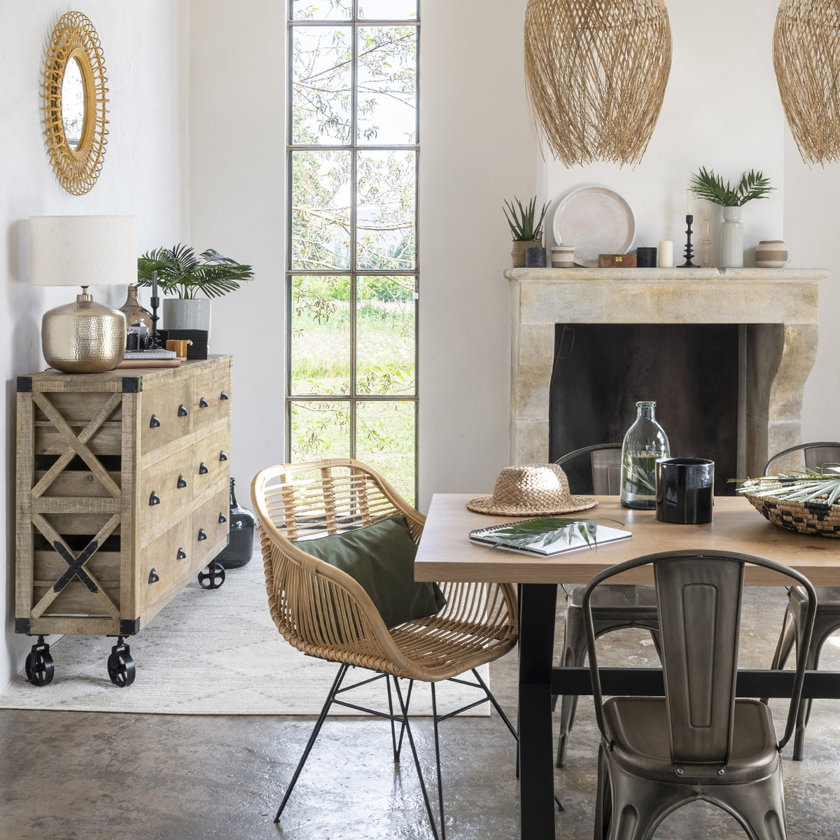 Armchair "Koeta" Metal, rattan