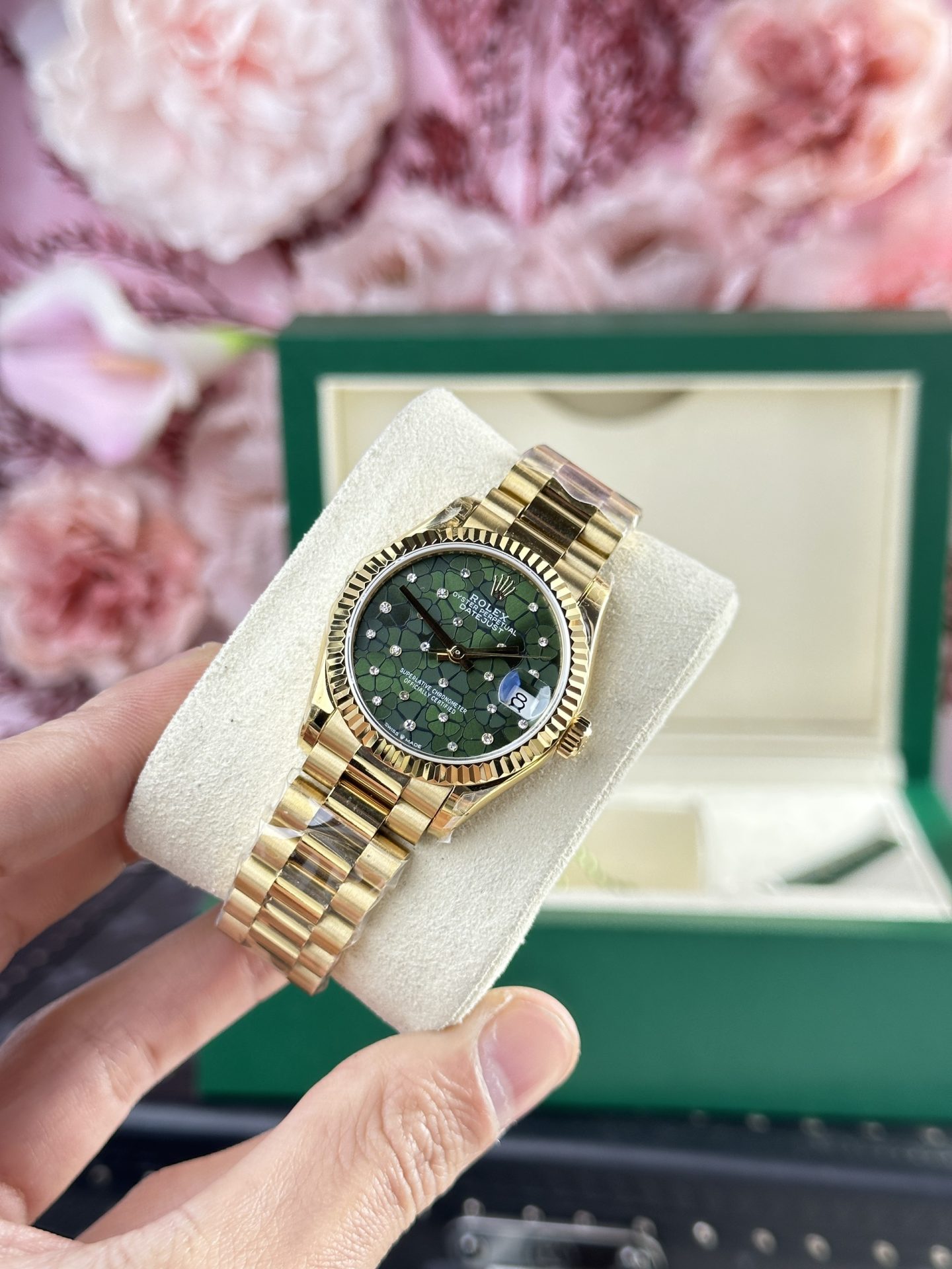 Rolex Replica Watch DateJust 278288 Olive Flower Pattern Dial 31mm - Elite Watch Atelier
