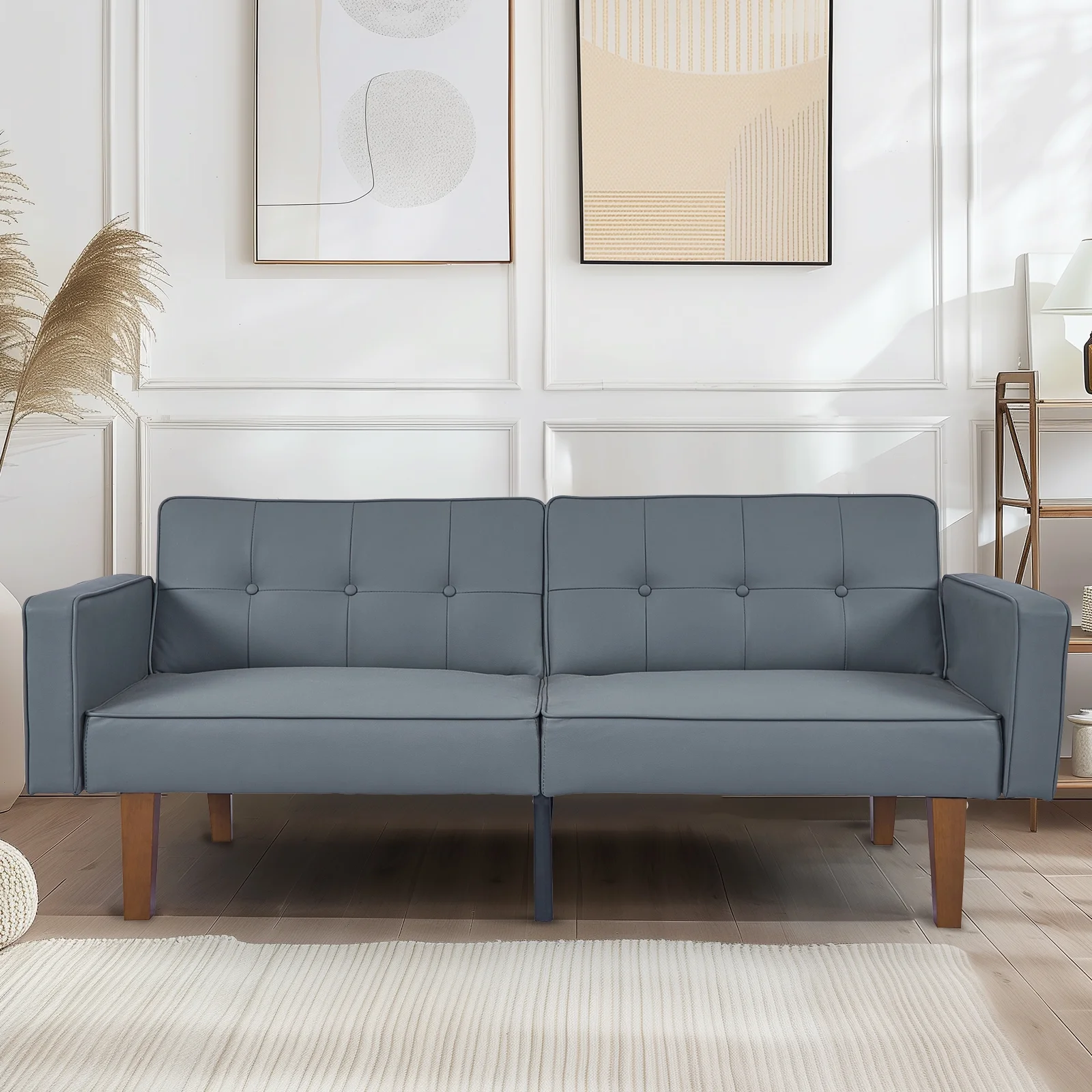 Sofa Bed, Convertible Memory Foam Futon Couch, Adjustable Sleeper Sofa Bed for Living Room, Gray - Image 22