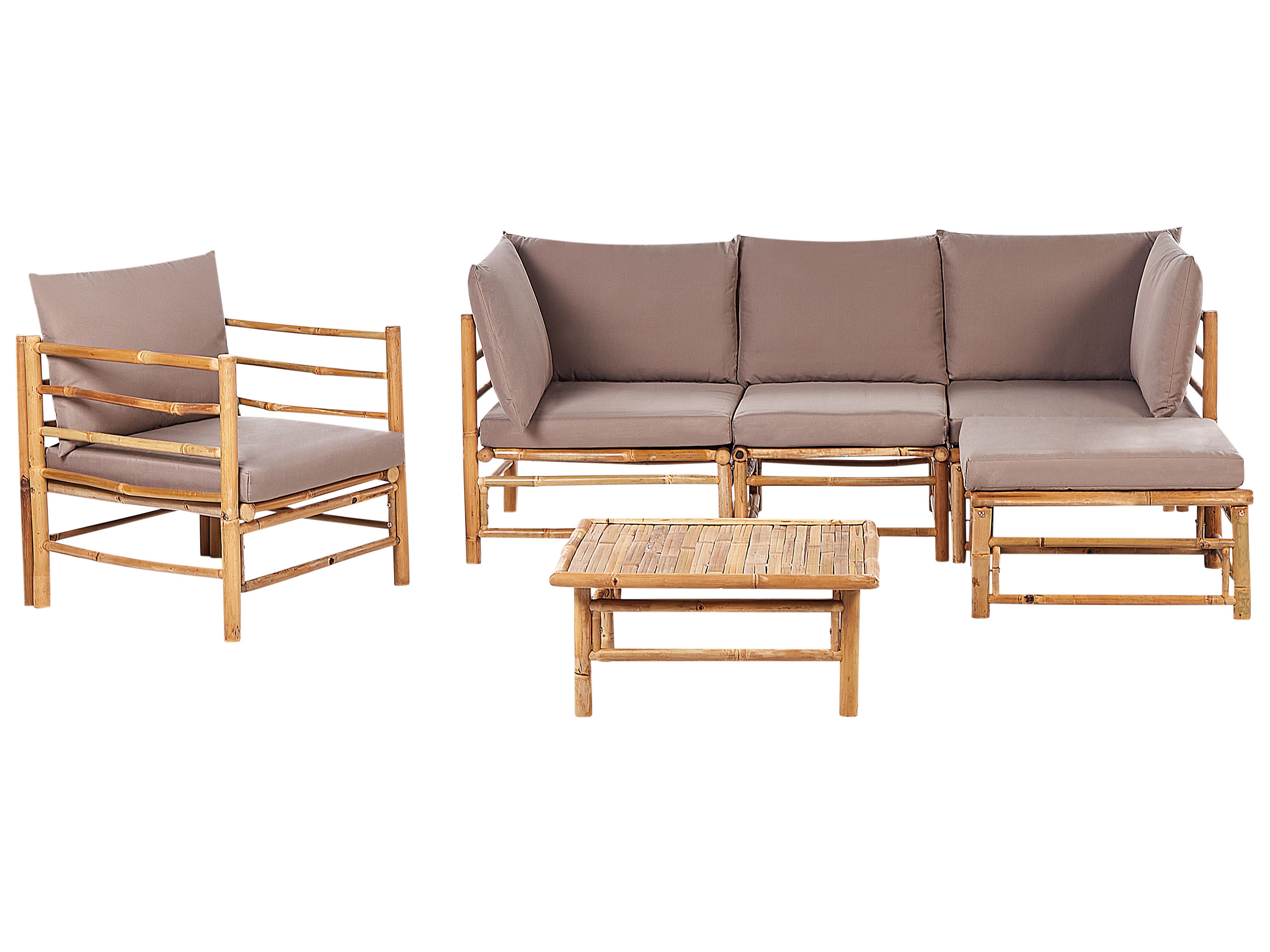 Garden Lounge Set with Table 5 Seater CERRETO Left Hand Bamboo Taupe