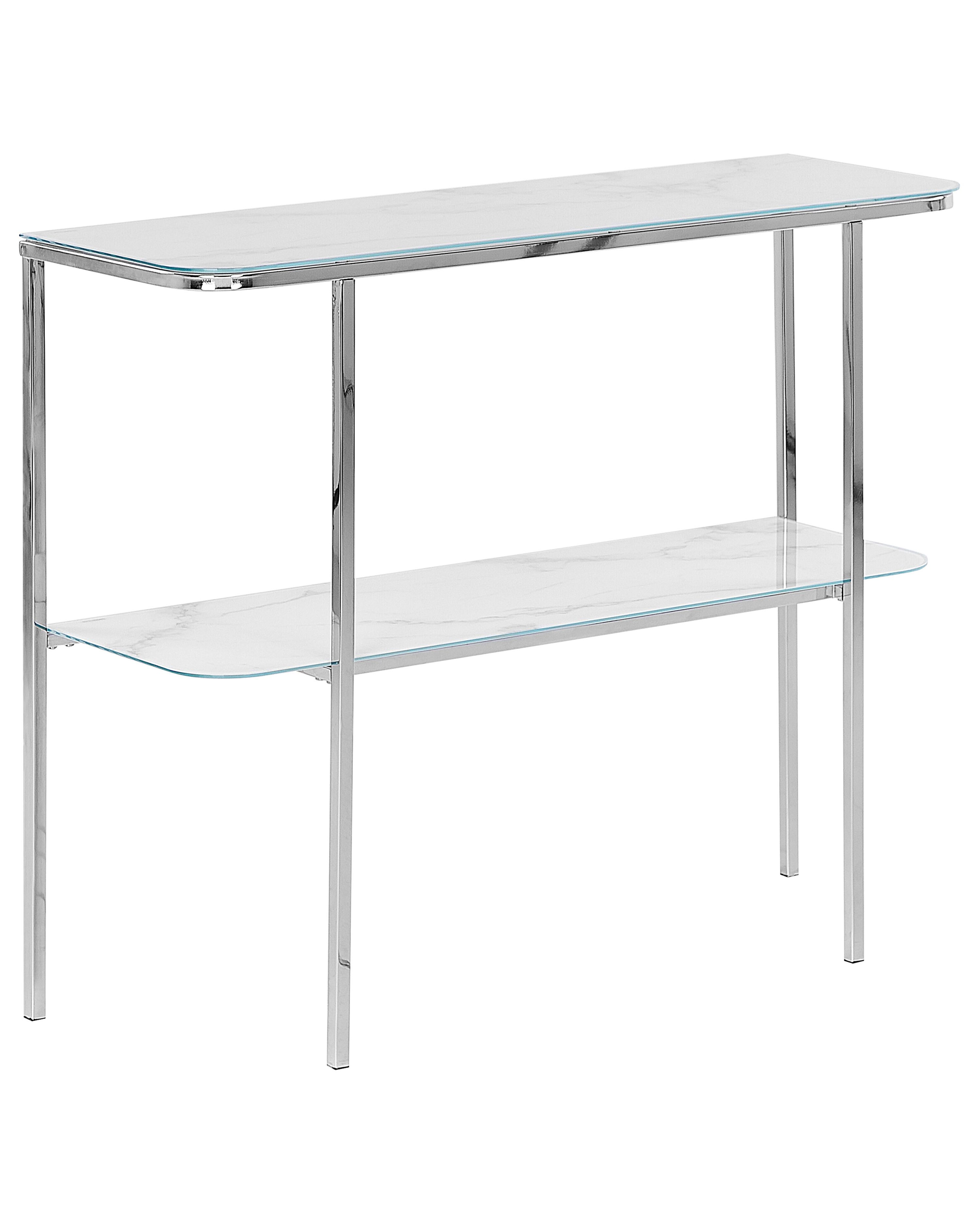 Console Table CALVERT Tempered Glass Marble/ Silver