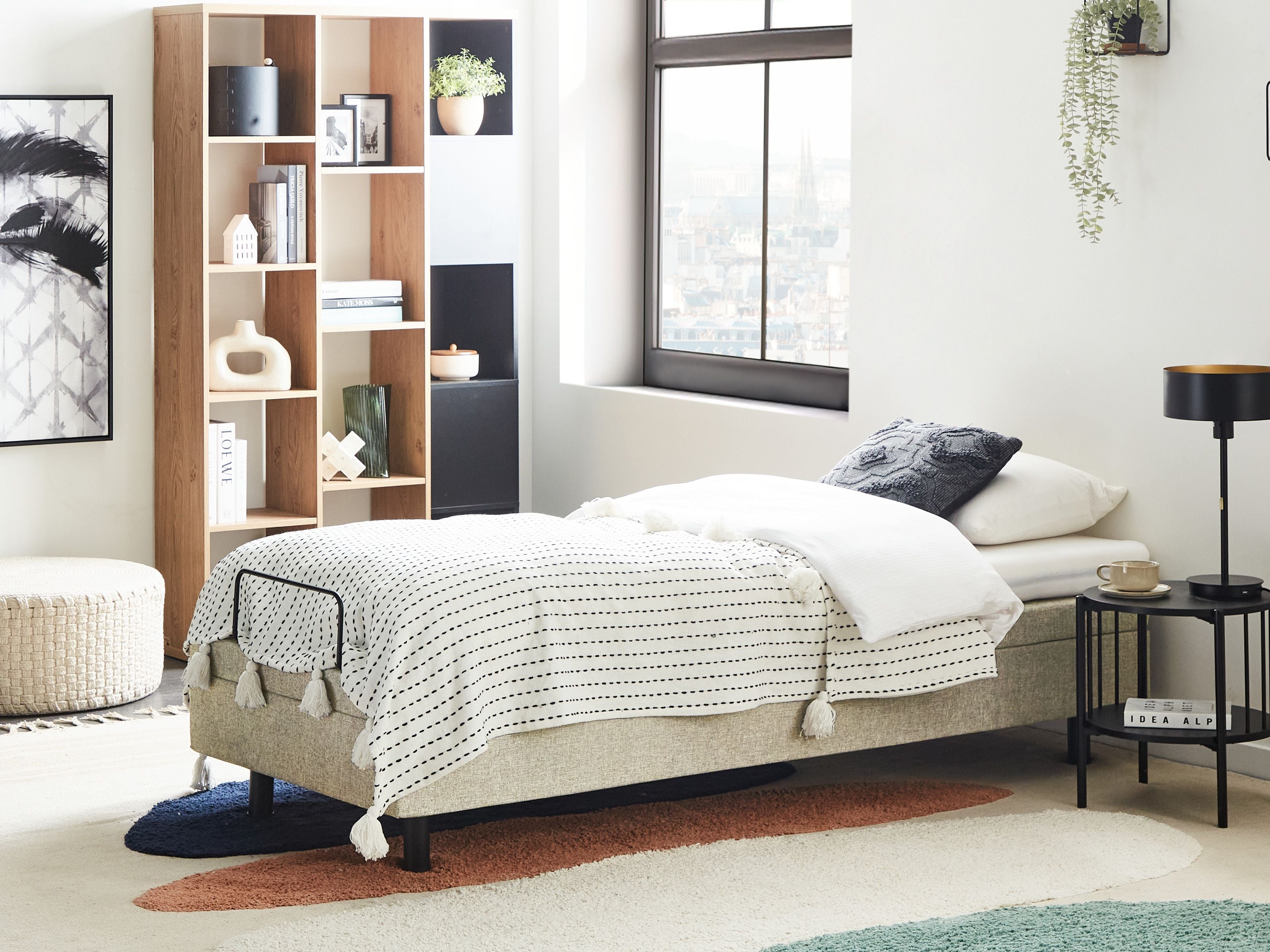 Adjustable Bed without Headboard Fabric CASTELLAN 90 x 200 cm (EU Single) Beige