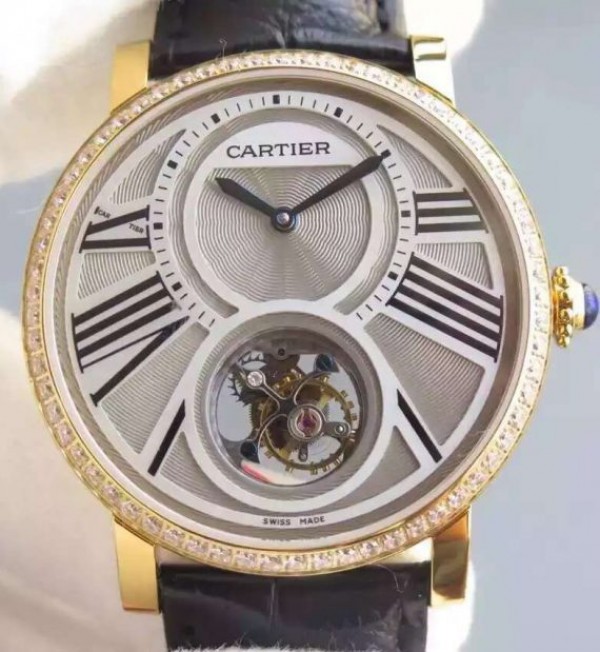 Replica Cartier Rotonde De Cartier Tourbillon YG Diamonds Bezel - Top club