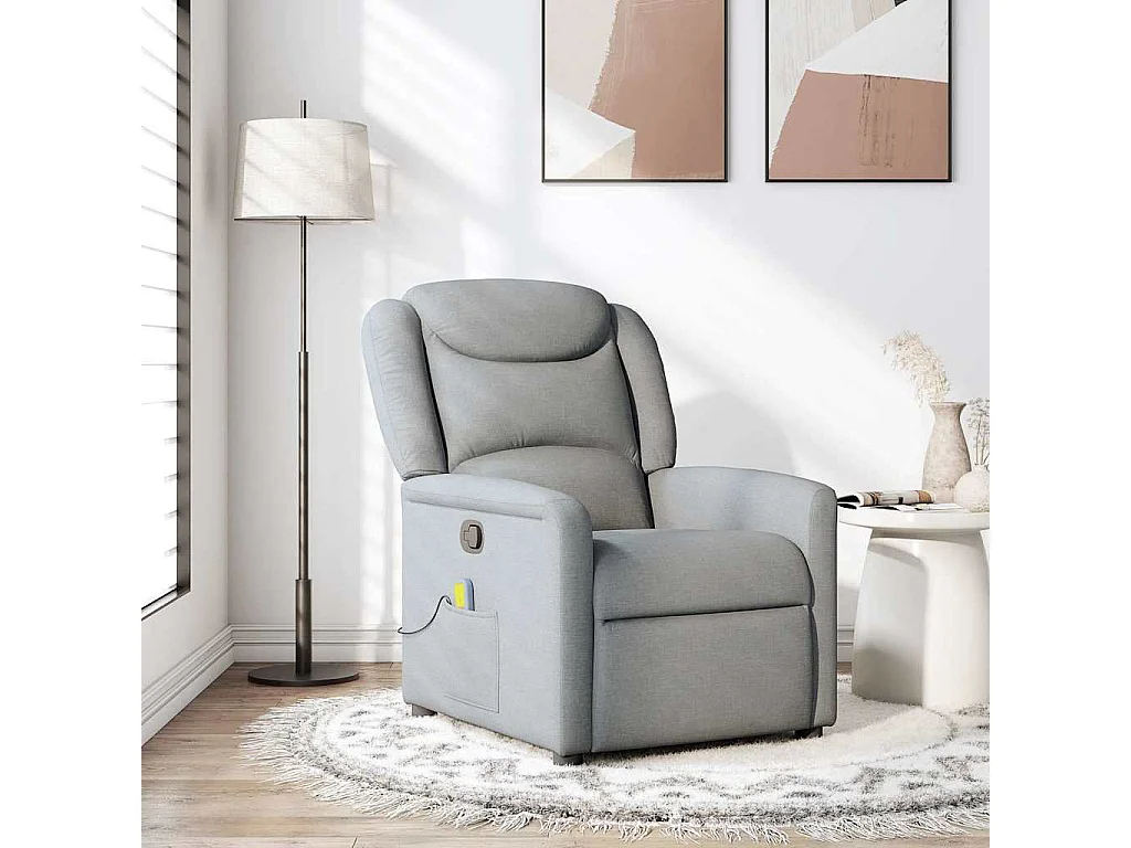 Fauteuil inclinable-Chaise de relax-Fauteuil de Massage Gris clair Tissu SHL1084