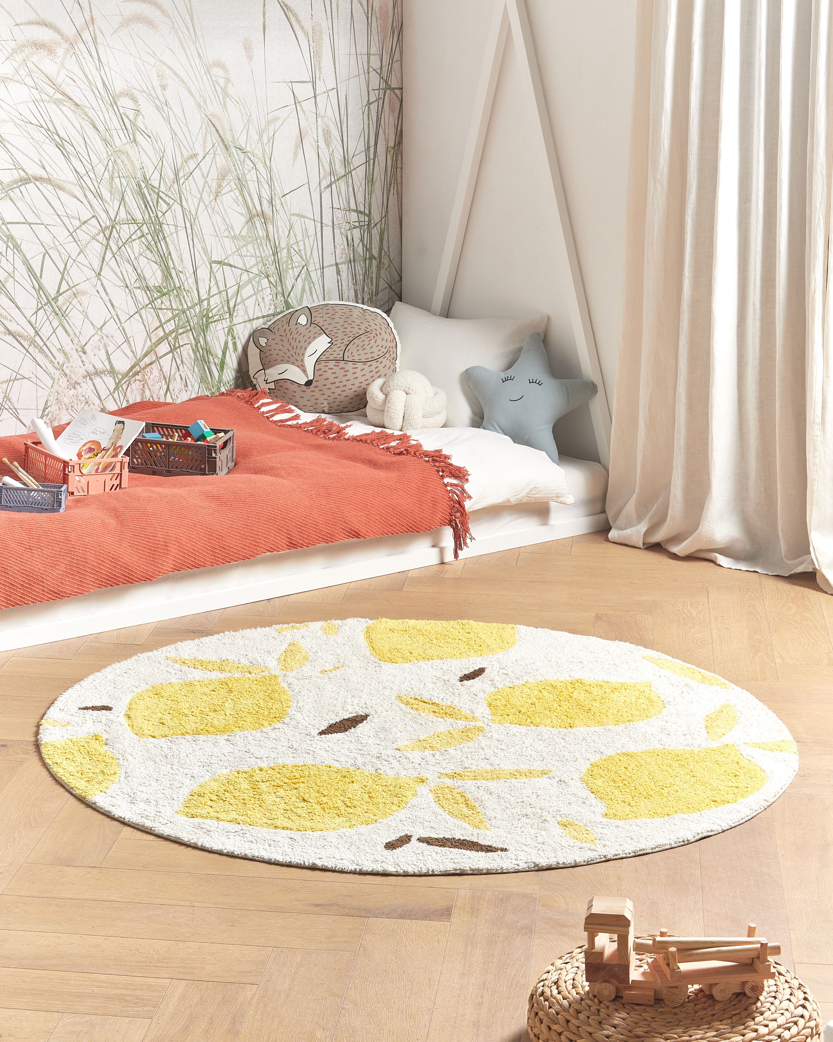 Kids Rug MAWAND Beige ø 140 cm Cotton