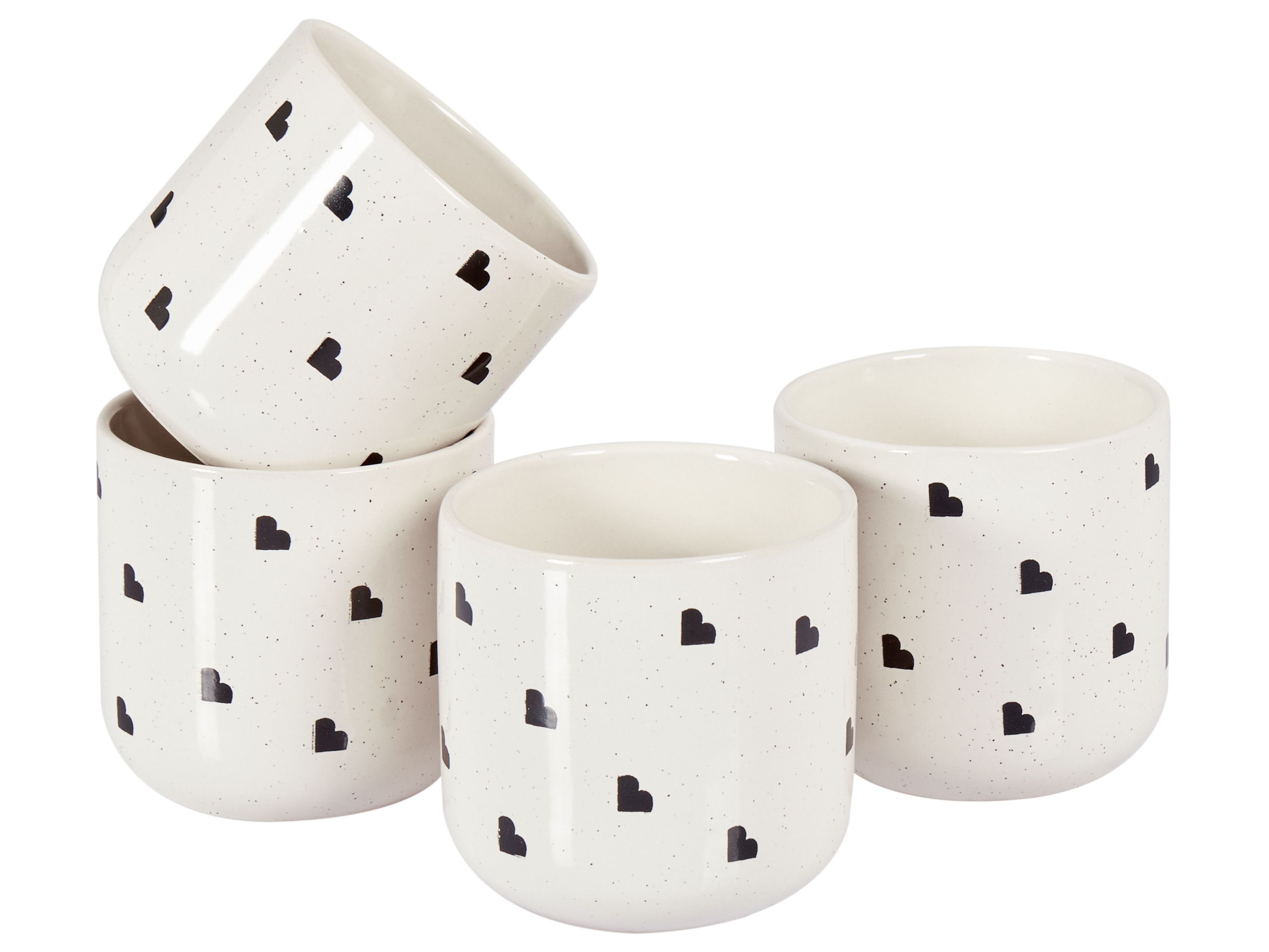 Set of 4 Mugs ANNISE Stoneware Off-White