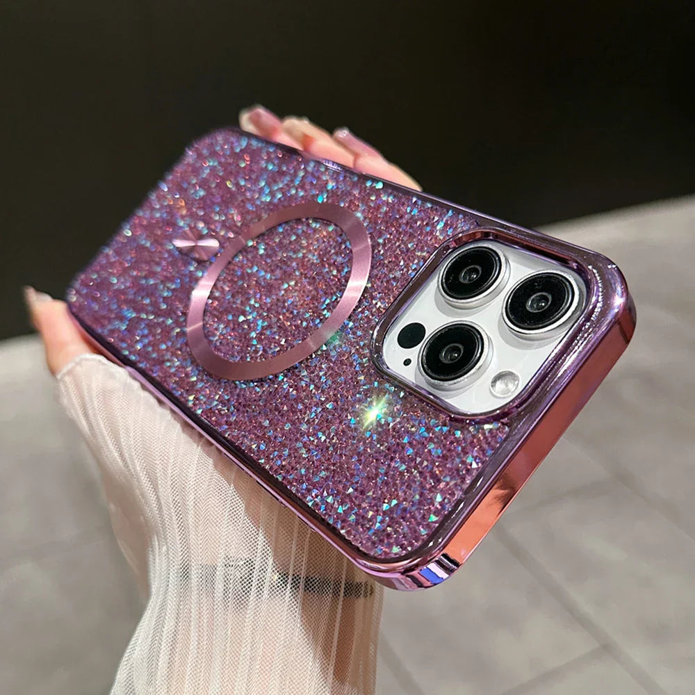 Glimmend Magnetisch iPhone Hoesje – Schokbestendig en Stijlvol voor iPhone 13 en 14, Lichtgewicht met Glitterafwerking