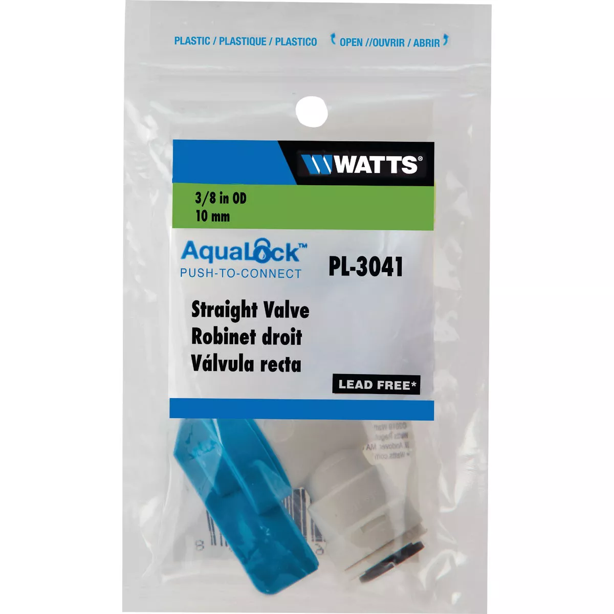 Watts 3/8 In. OD Straight Stop Plastic Plastic Push Valve