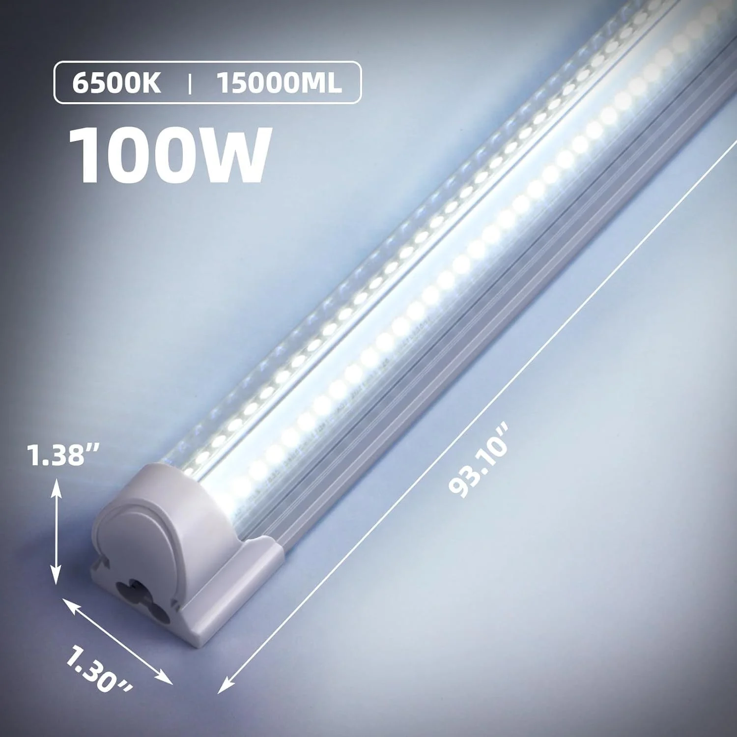8FT LED Shop Light Fixture, White 12 PackT8 Integrated Tube Lights, 100W 15000LM 6500K High Output Clear Cover, V Shape 270 Degree Lighting for Garage Warehouse, Upgraded Lights Plug and Play