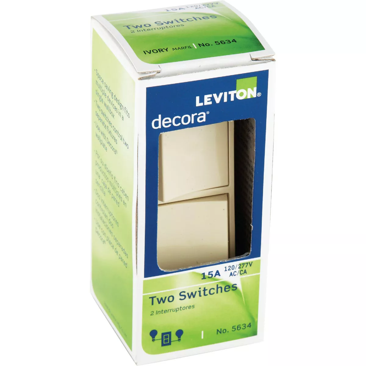 Leviton Single Pole Ivory 15A Duplex Switch