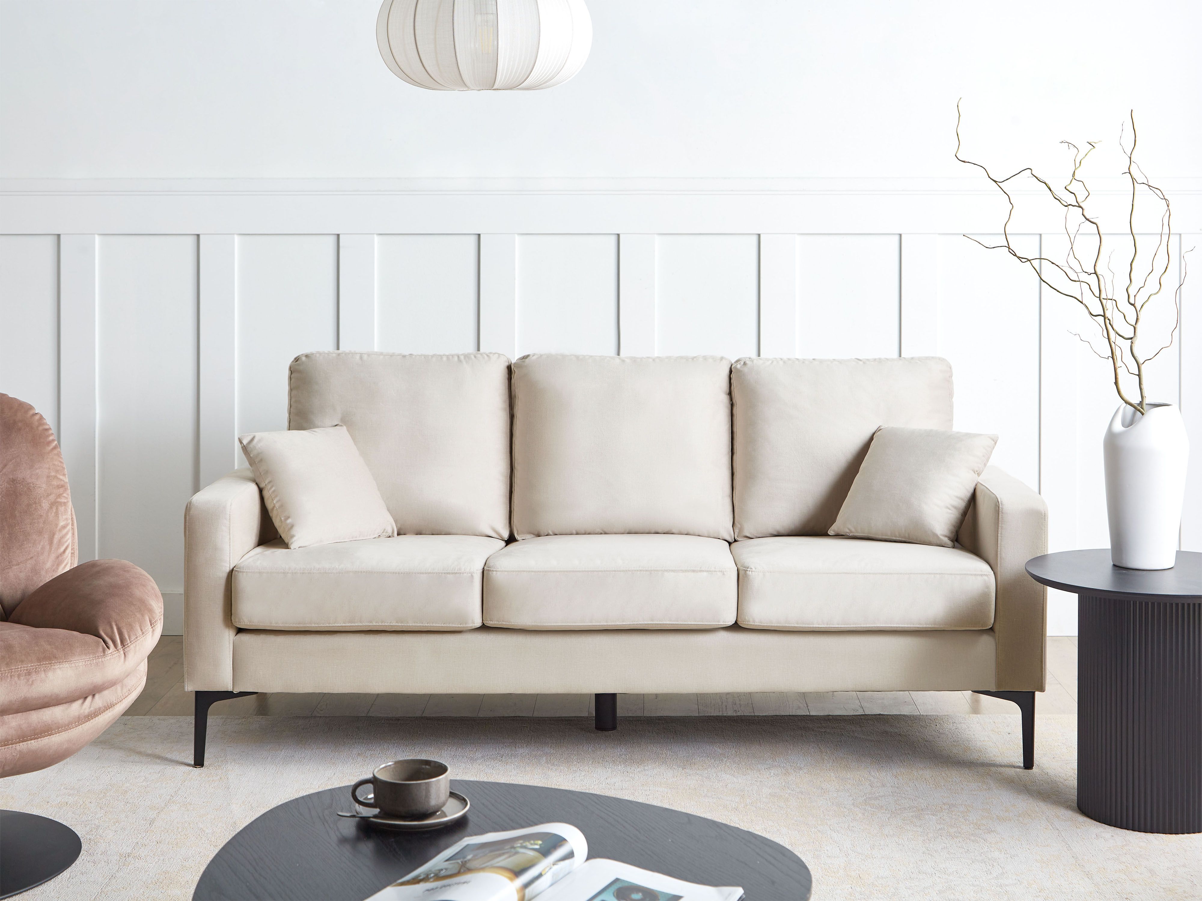 Sofa 3 Seater GAVLE Fabric Light Beige