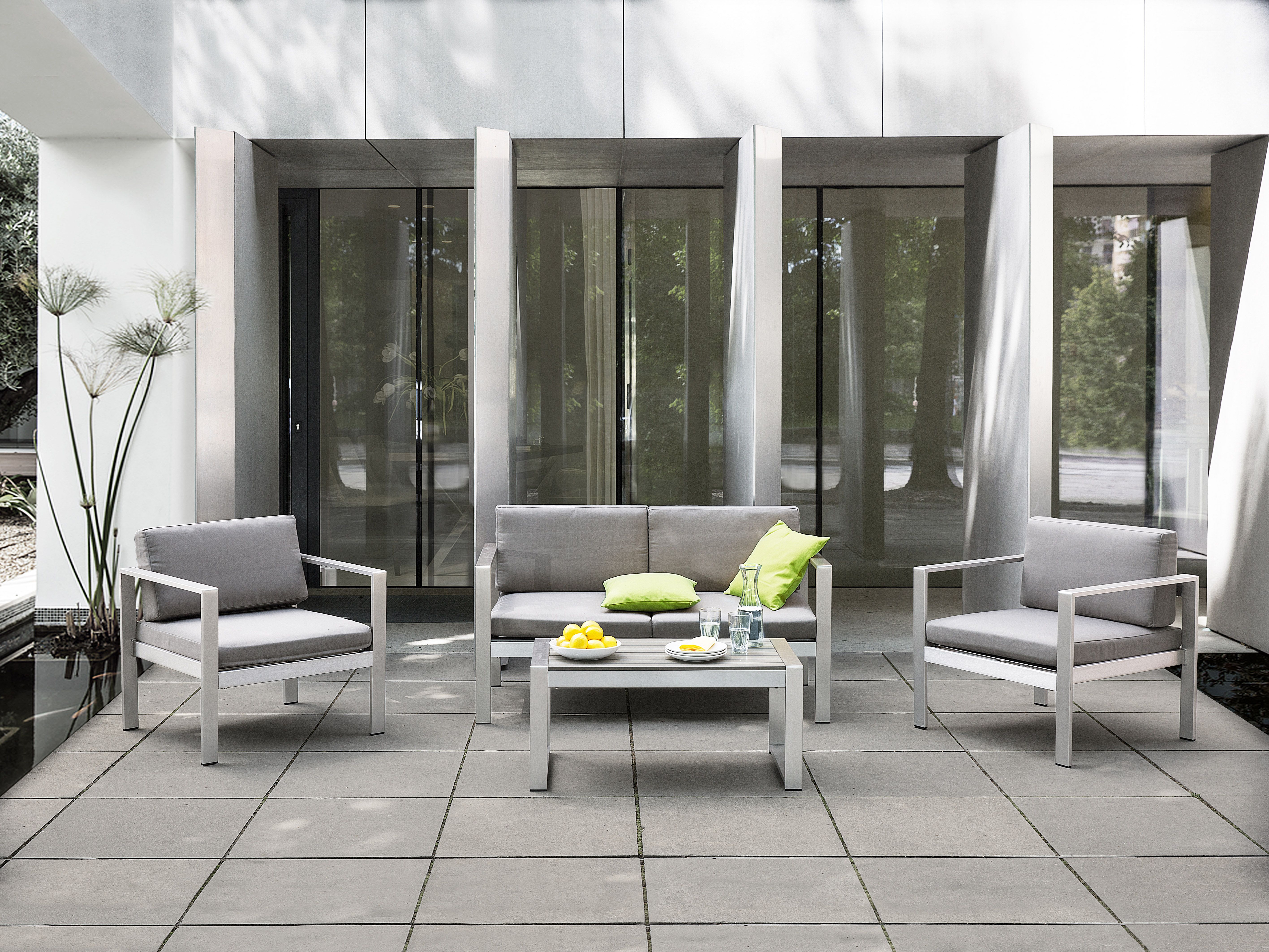 Garden Coffee Table SALERNO 90 cm 50 cm Metal Light Grey
