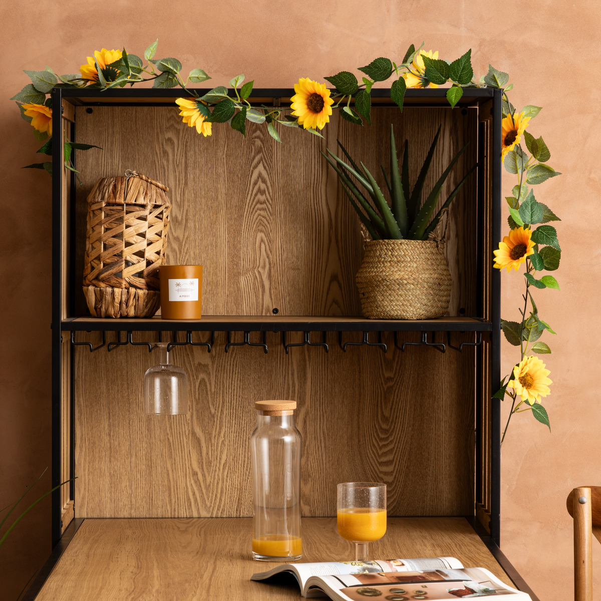 Artificial sunflower garland "Naki" Yellow, H.180 cm