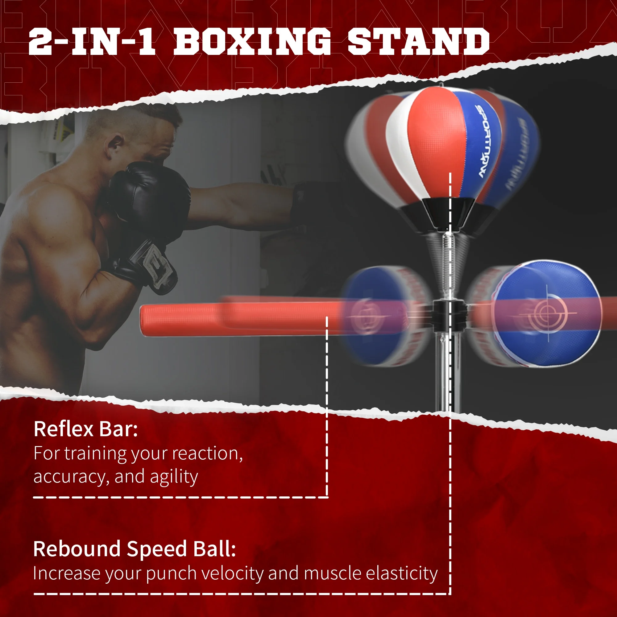 Soozier Speed Bag Boxing Bag Stand Reflex Training Equipment - Image 12