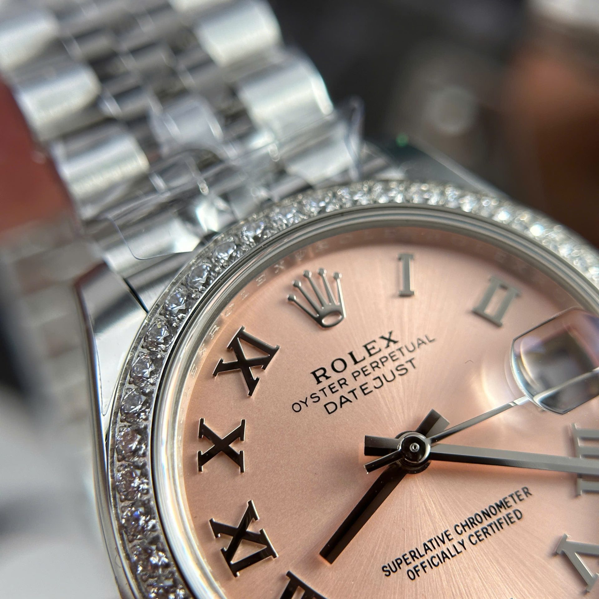 Rolex DateJust Replica Watch Women Dial Pink Bezel Diamonds CZ THB Factory 31mm - Elite Watch Atelier