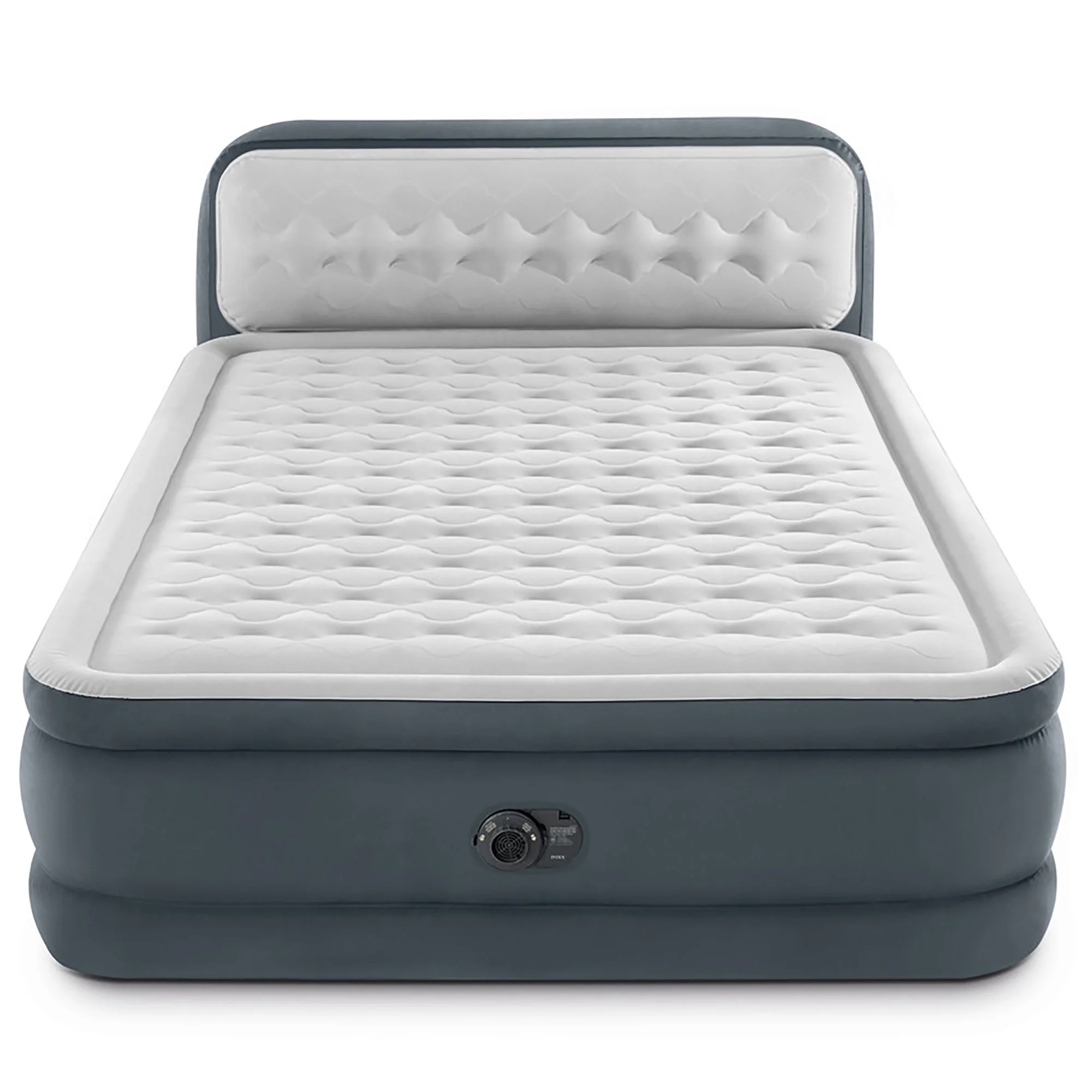 Intex: Dura-Beam Deluxe: Ultra Plush Headboard Airbed - Queen - Gray, 18" Inflatable Mattress, Built-In Pump, Fiber-Tech, Carry Bag, 600lb Cap 64447ED - Image 11