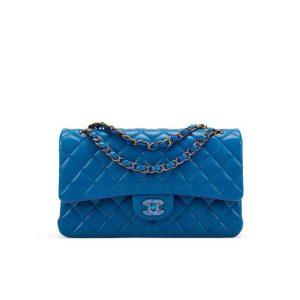 Chanel Classic Medium Blue Lambskin Rainbow Hardware – CB0311:1High-quality replica