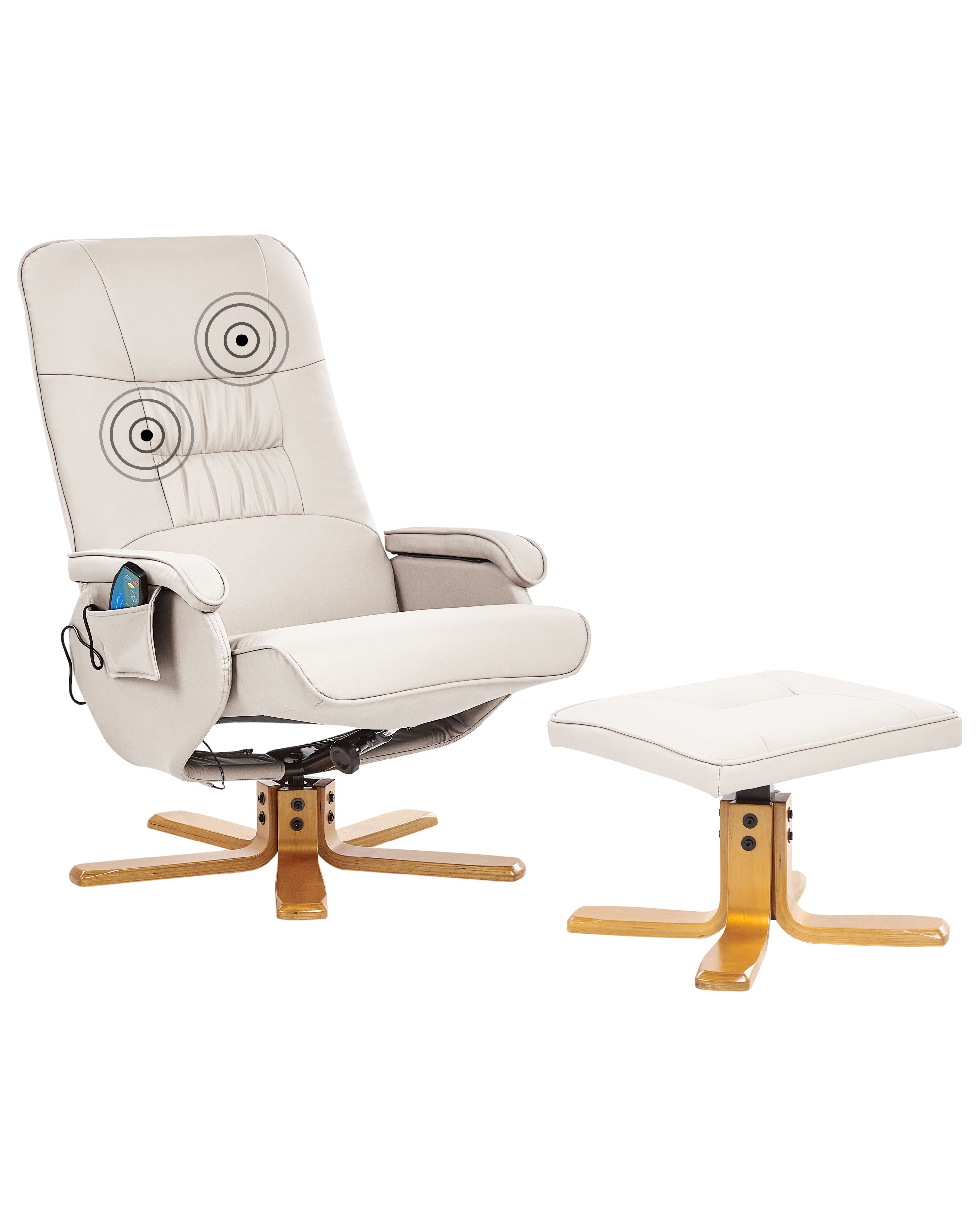 Massage Chair RELAXPRO with Footstool Faux Leather Light Beige