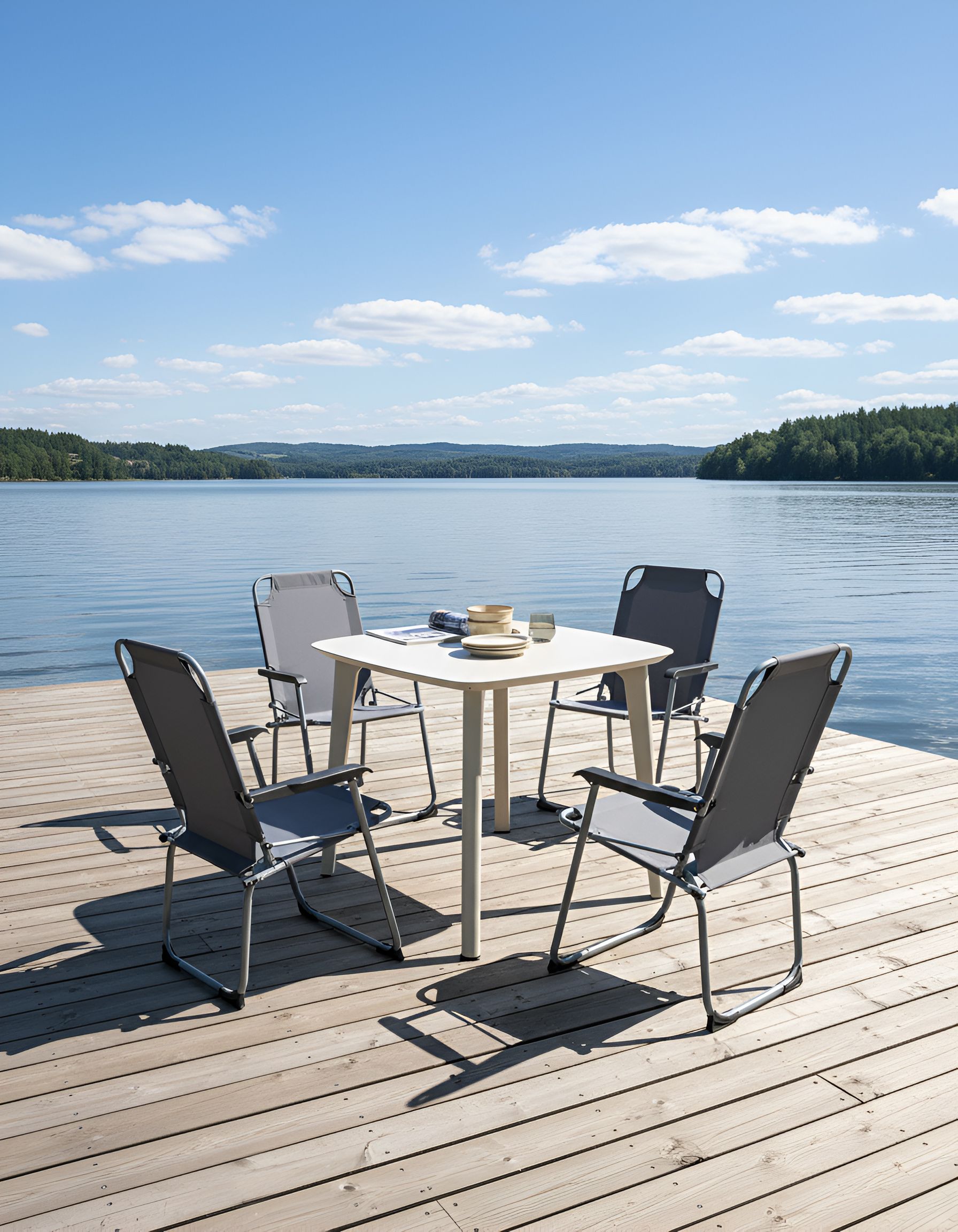 Set of 4 Garden Chairs GALATSI Folding Metal Grey
