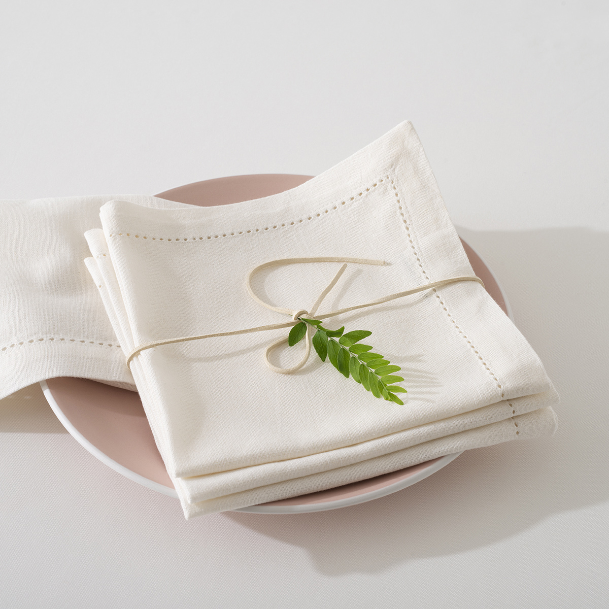 Set of 4 napkins "Chambray" White, 40x40 cm