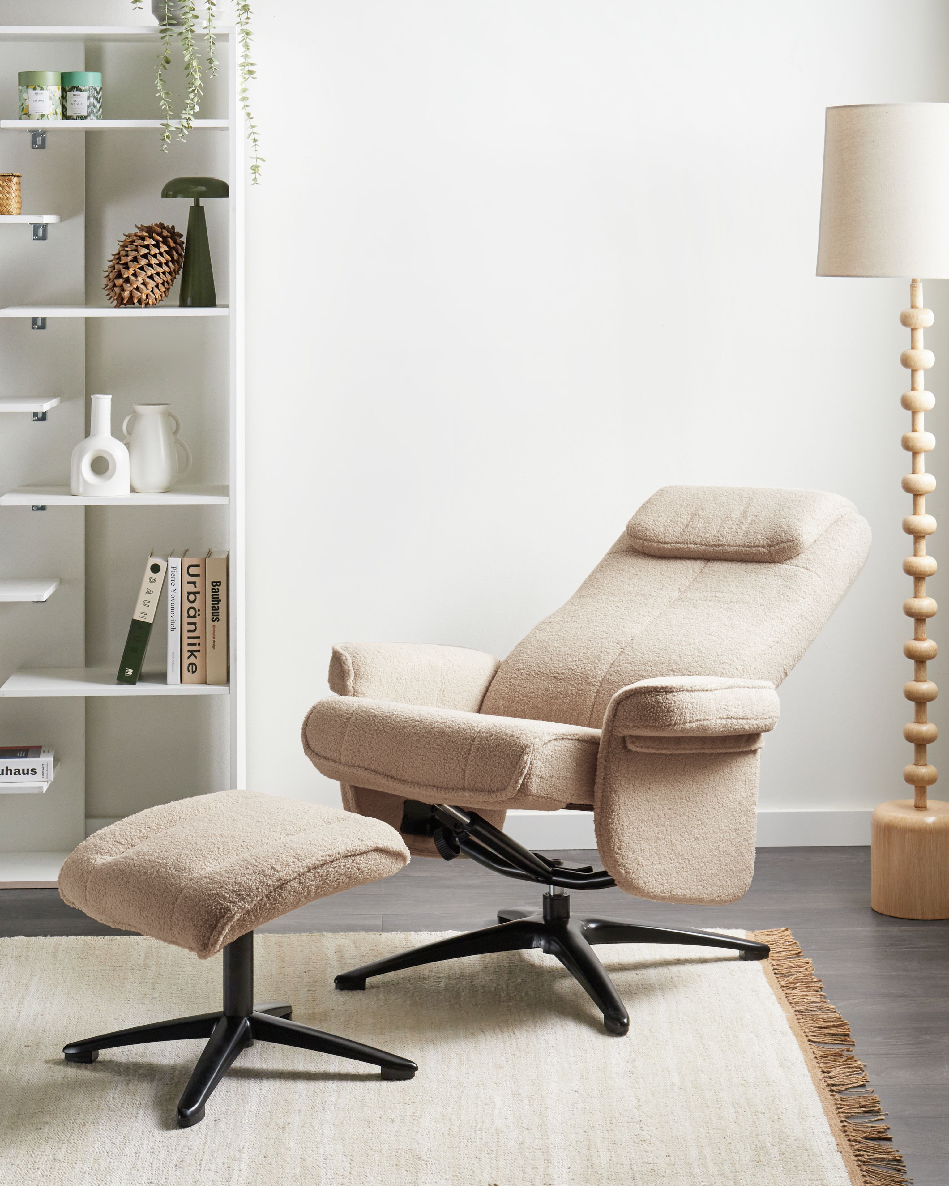 Recliner Chair GERAS Boucle Beige