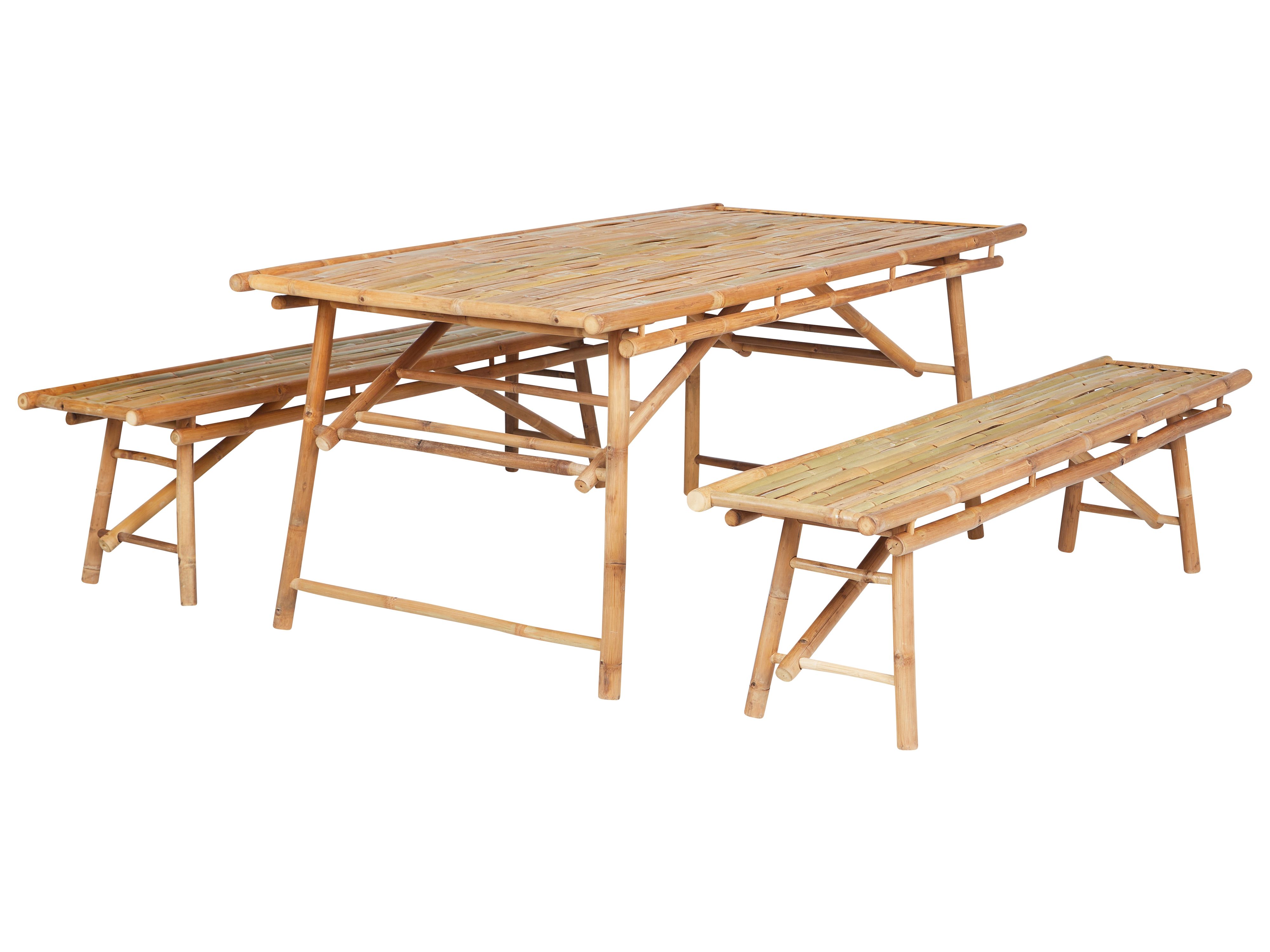 Garden Dining Set 4 Seater TINDARI Bamboo Light Brown