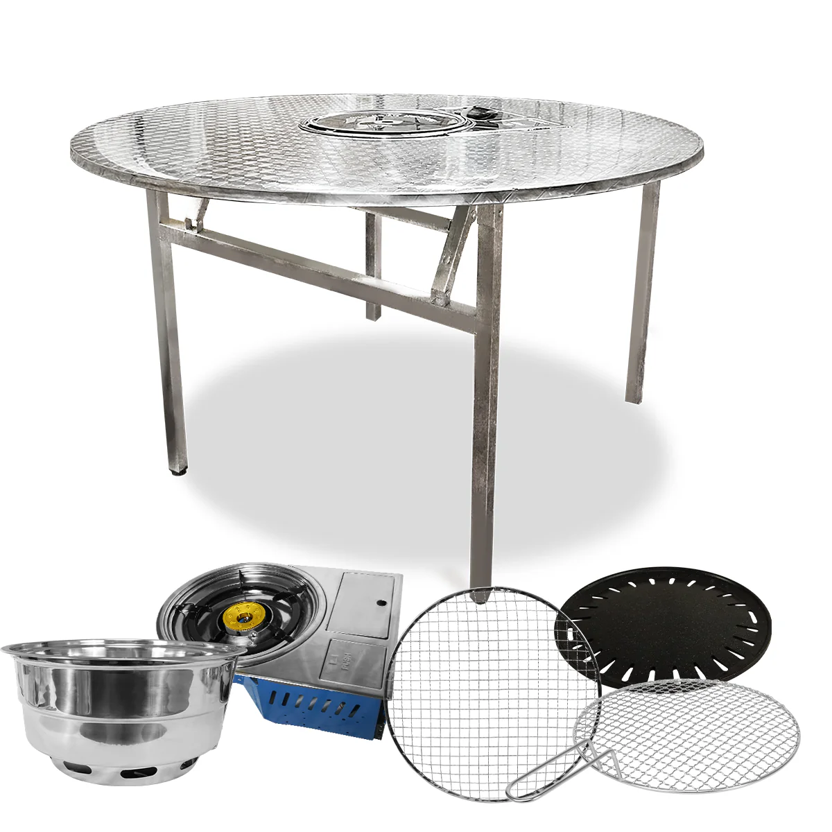 [SALE] Foldable Korean BBQ Table – Large All-In-One Set (Gas Stove+ Charcoal)