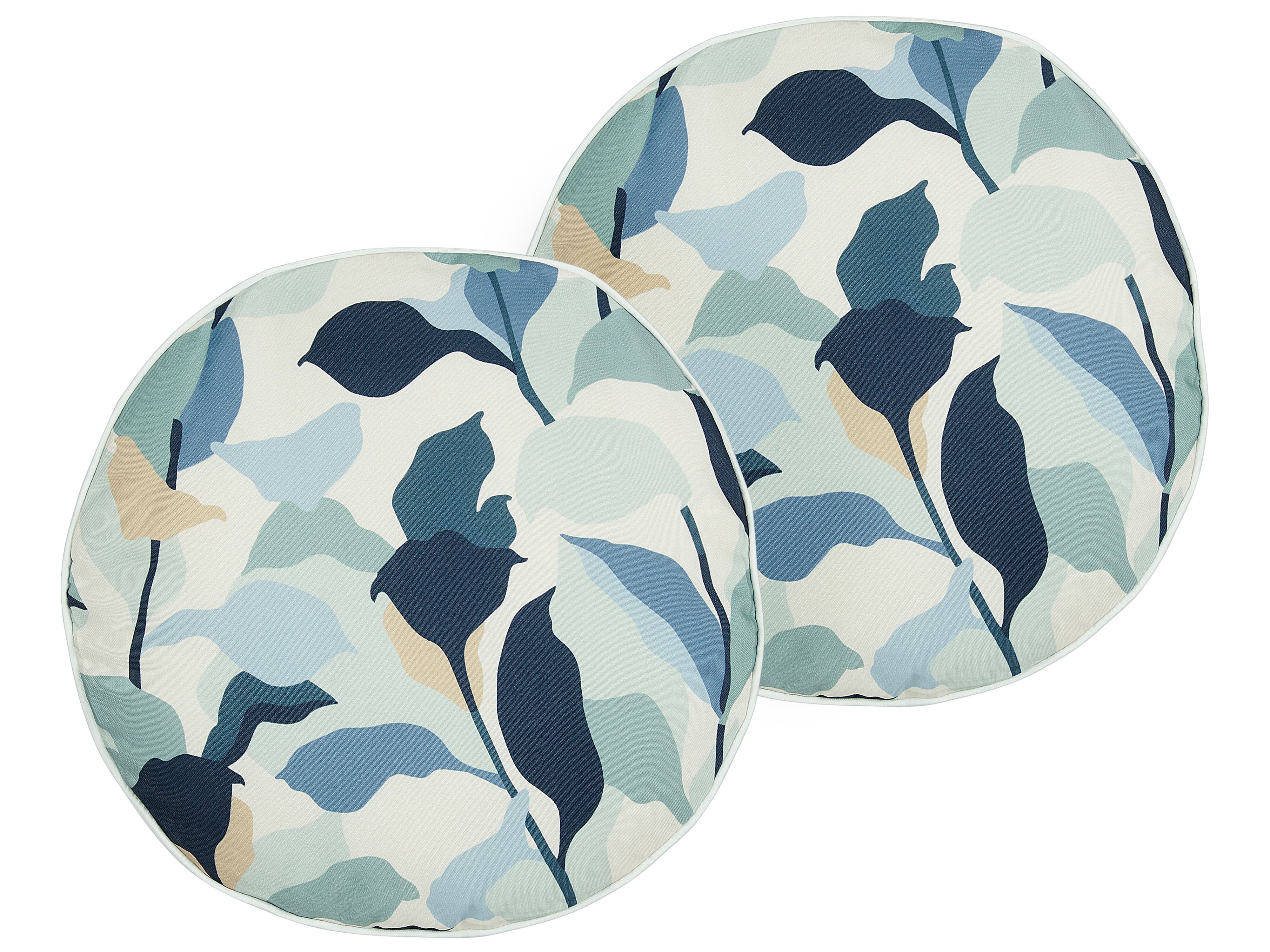 Set of 2 Outdoor Cushions VEGLINO Plant Pattern 40 x 40 cm Blue