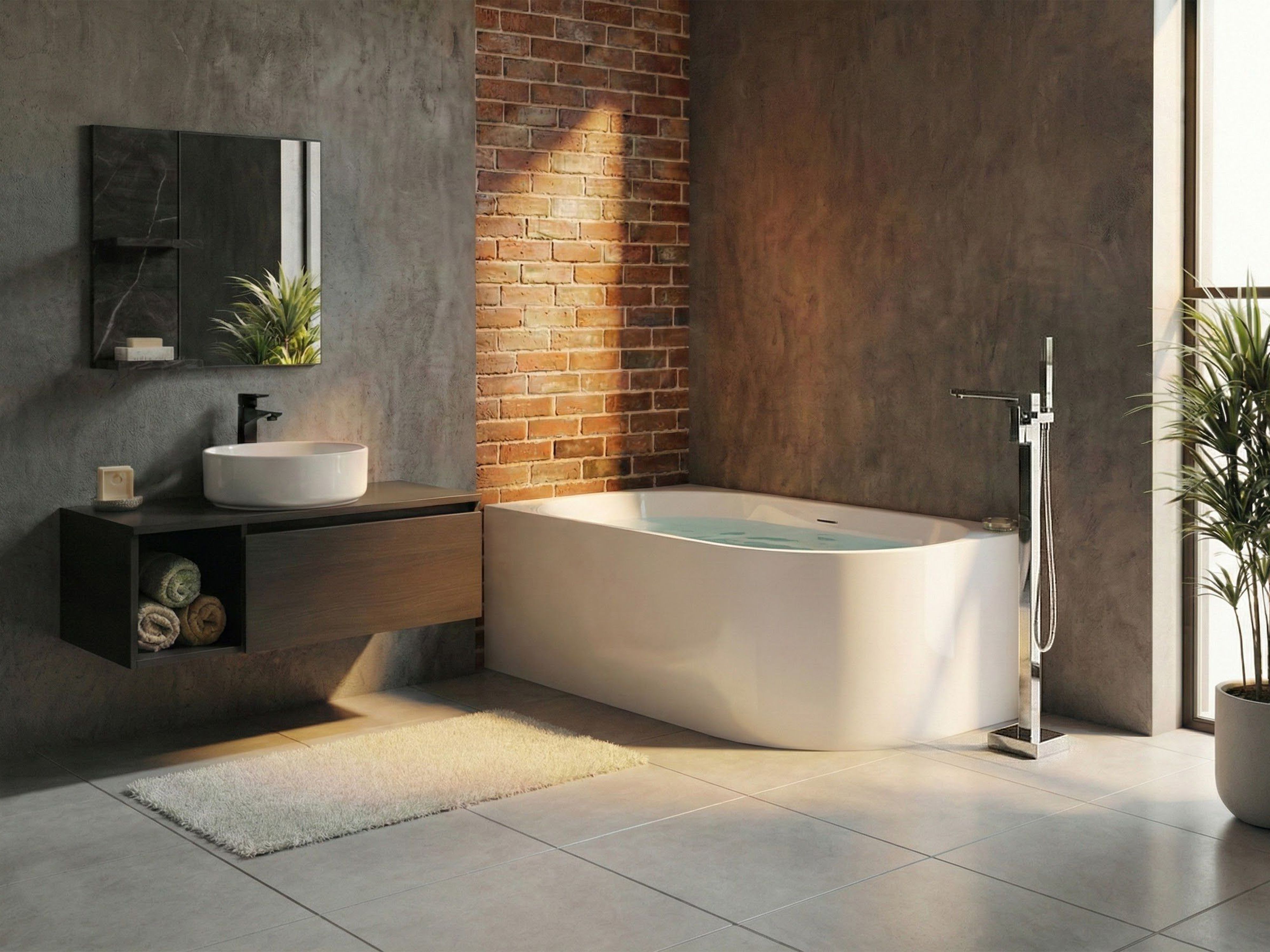 Corner Bath PORTINHO Right Hand 1700 x 800 mm White