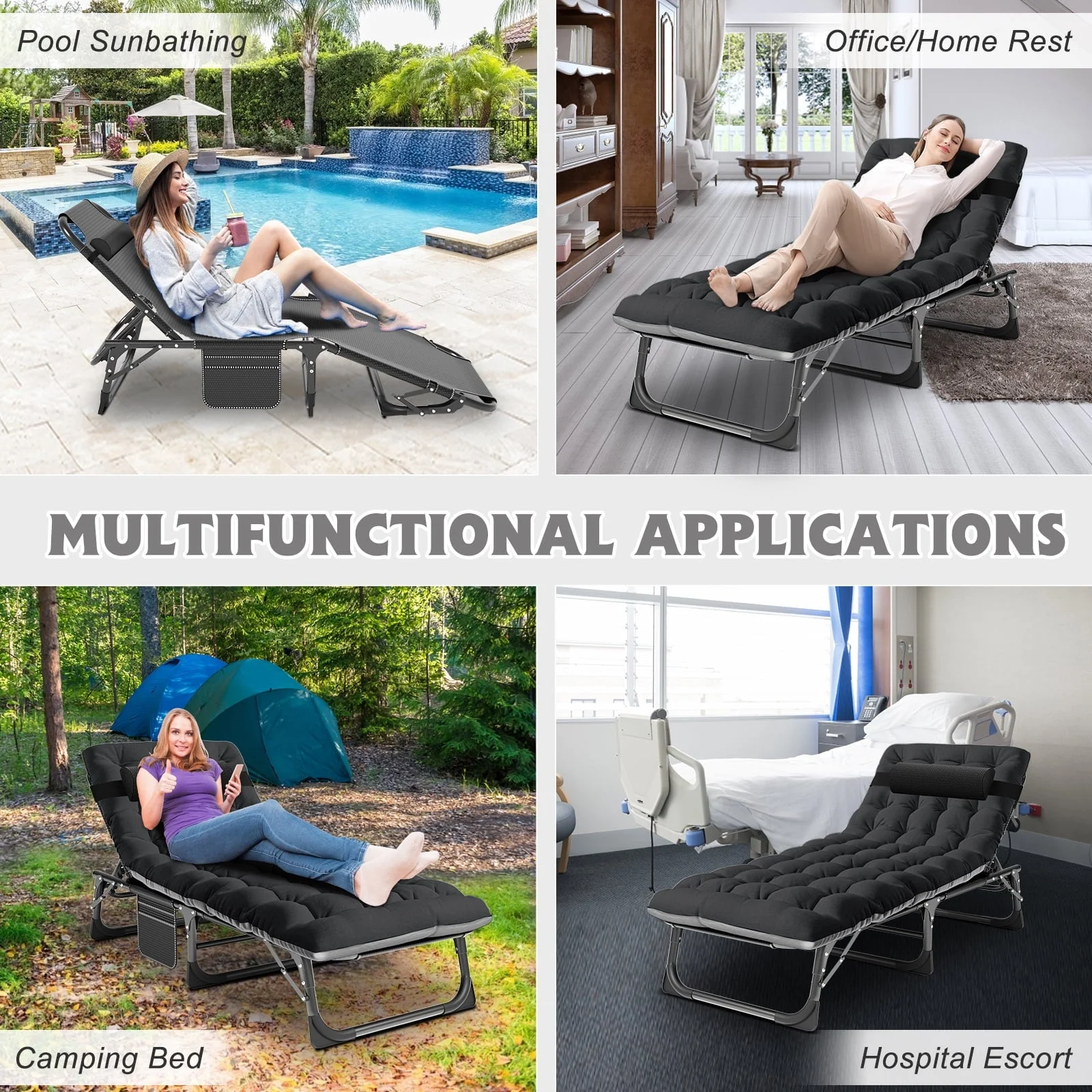 MOPHOTO Portable Beds Frame with Mattress, Folding Camping Cot, Folding Home Guest Beds, Foldaway Rest Cots for Adults Kids, Office Nap Cot, Hideaway Cots - Image 5