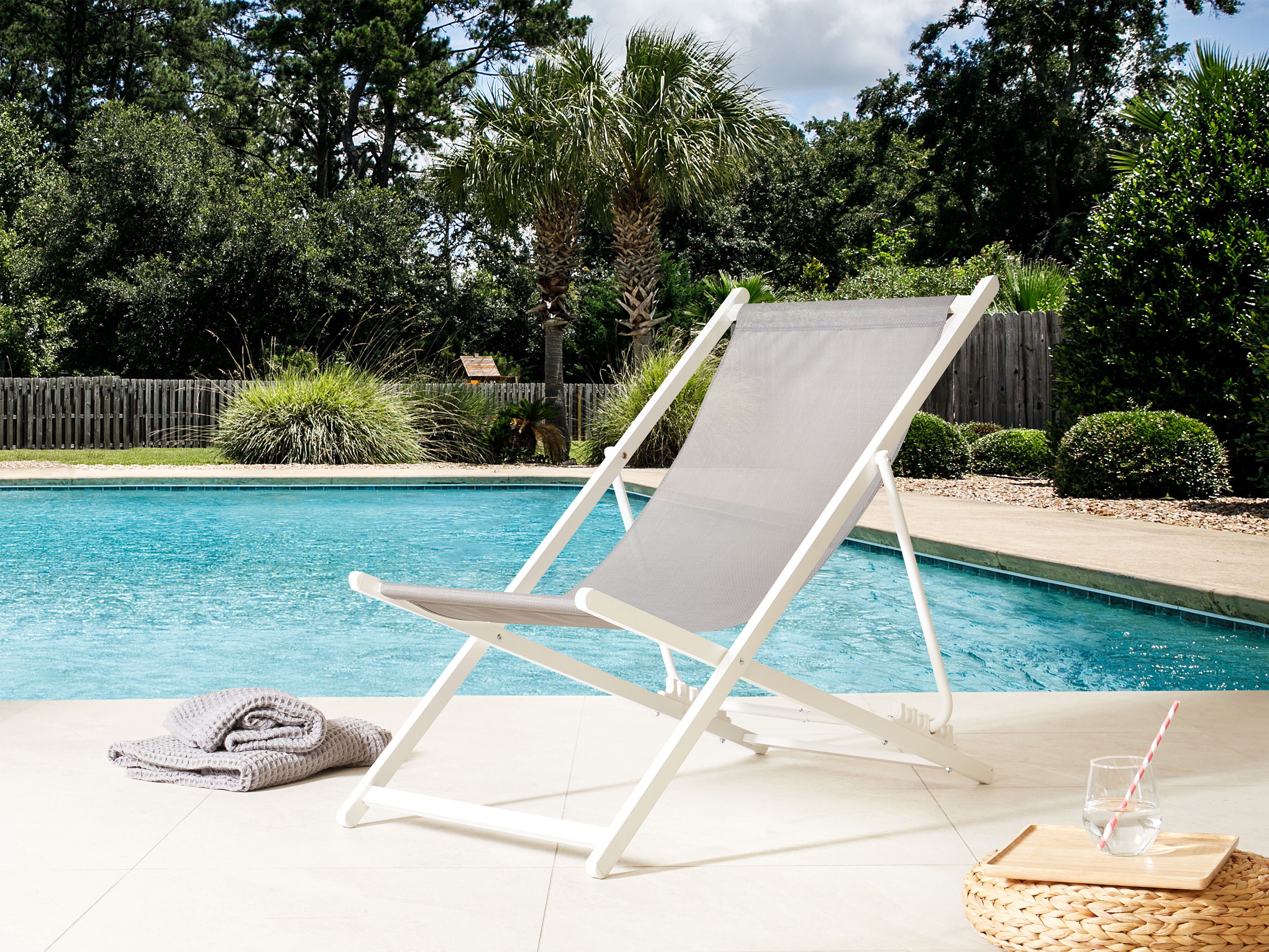 Folding Deck Chair LOCRI II Metal Grey