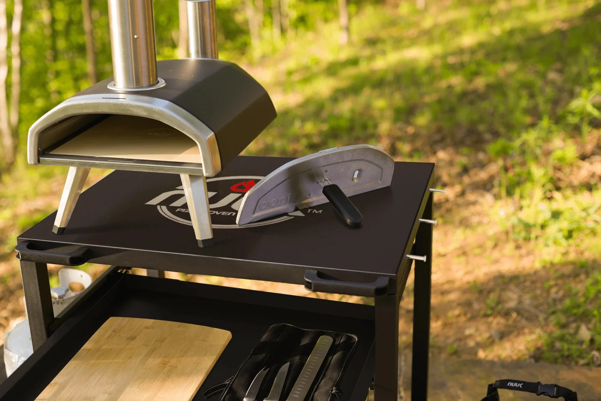 NUUK Three-Shelf Heavy Duty Rolling Outdoor Pizza Oven Table, 24 in x 30 in Steel - Image 8 NUUK Three-Shelf Heavy Duty Rolling Outdoor Pizza Oven Table, 24 in x 30 in Steel - Image 8