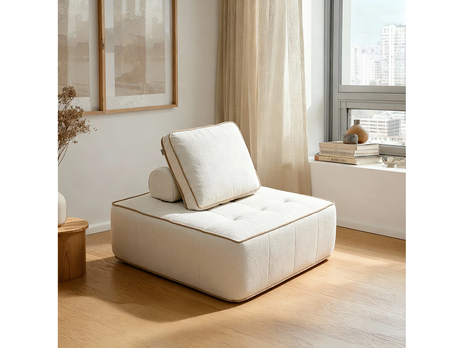 Coco Living Fauteuil Zen 1 place - blanc et sable